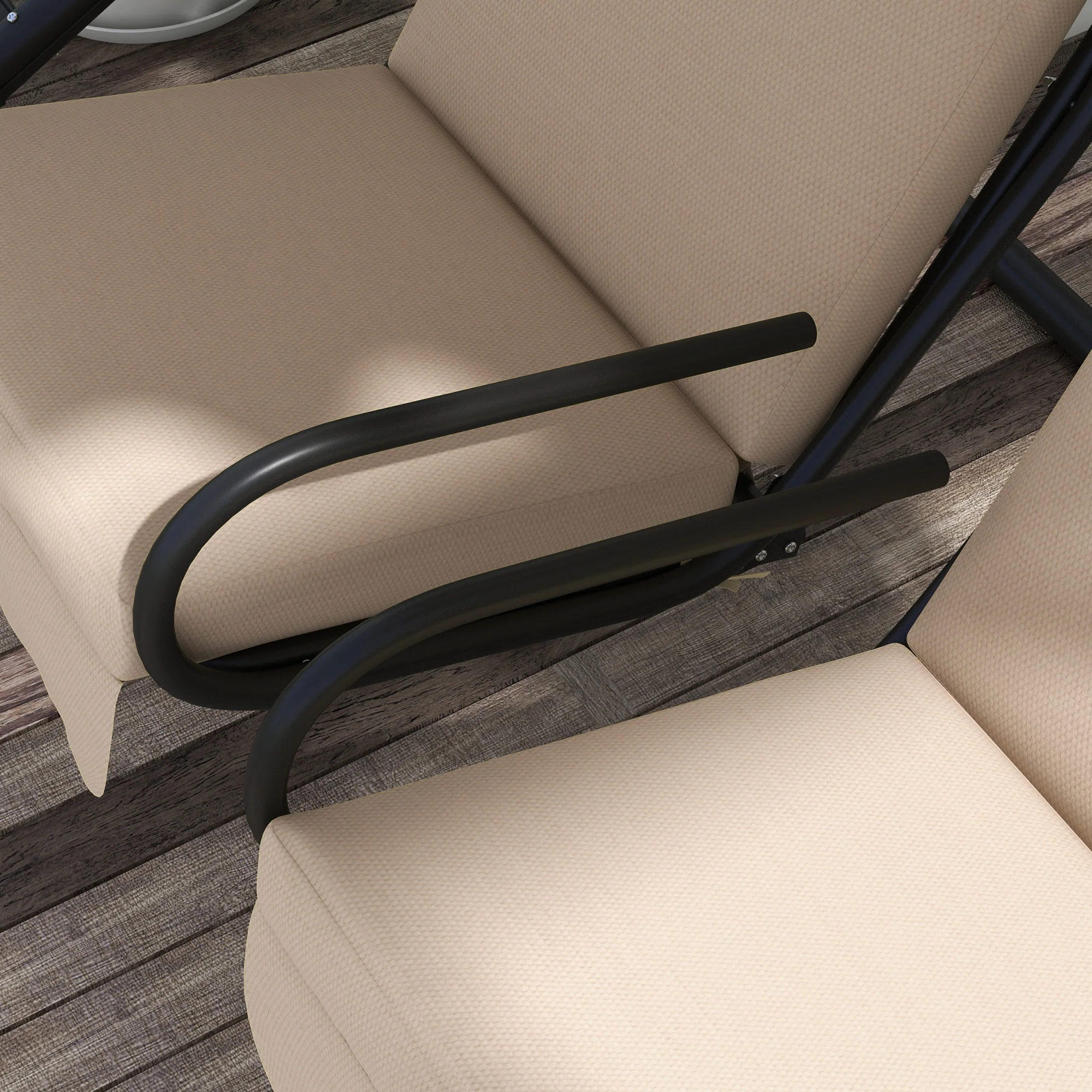 Modern Swing Chair with 2 Separate Chairs, Cushions & Removable Shade Canopy, Beige - Image 11
