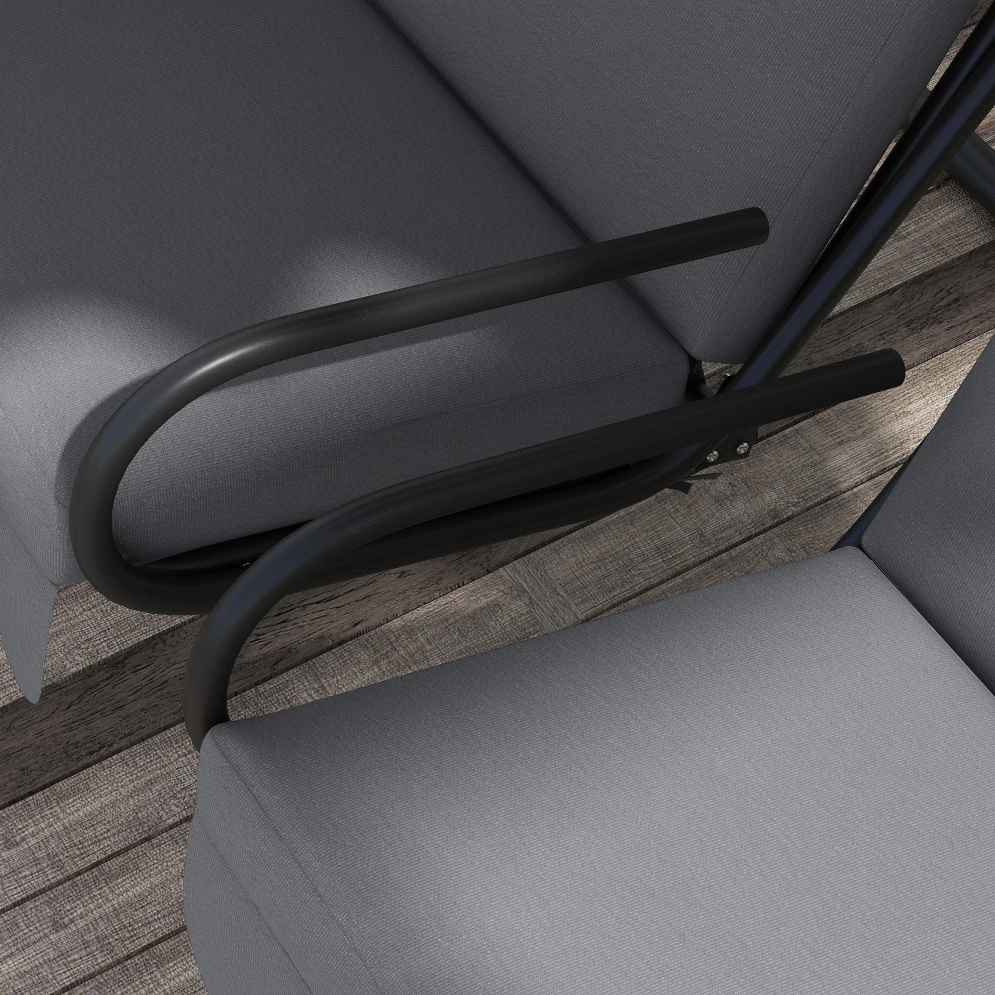Modern Swing Chair with 2 Separate Chairs, Cushions & Removable Shade Canopy, Grey - Image 11