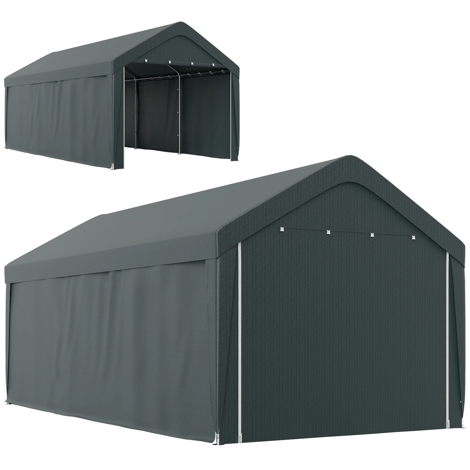 10' x 20' Portable Garage for All Seasons, Winter Durable with 2 Roll Up Doors, Dark Grey - Image 2