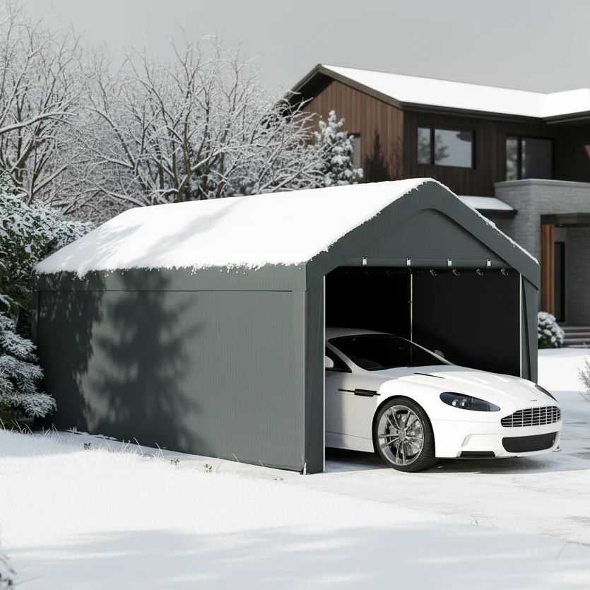 10' x 20' Portable Garage for All Seasons, Winter Durable with 2 Roll Up Doors, Dark Grey - Image 3
