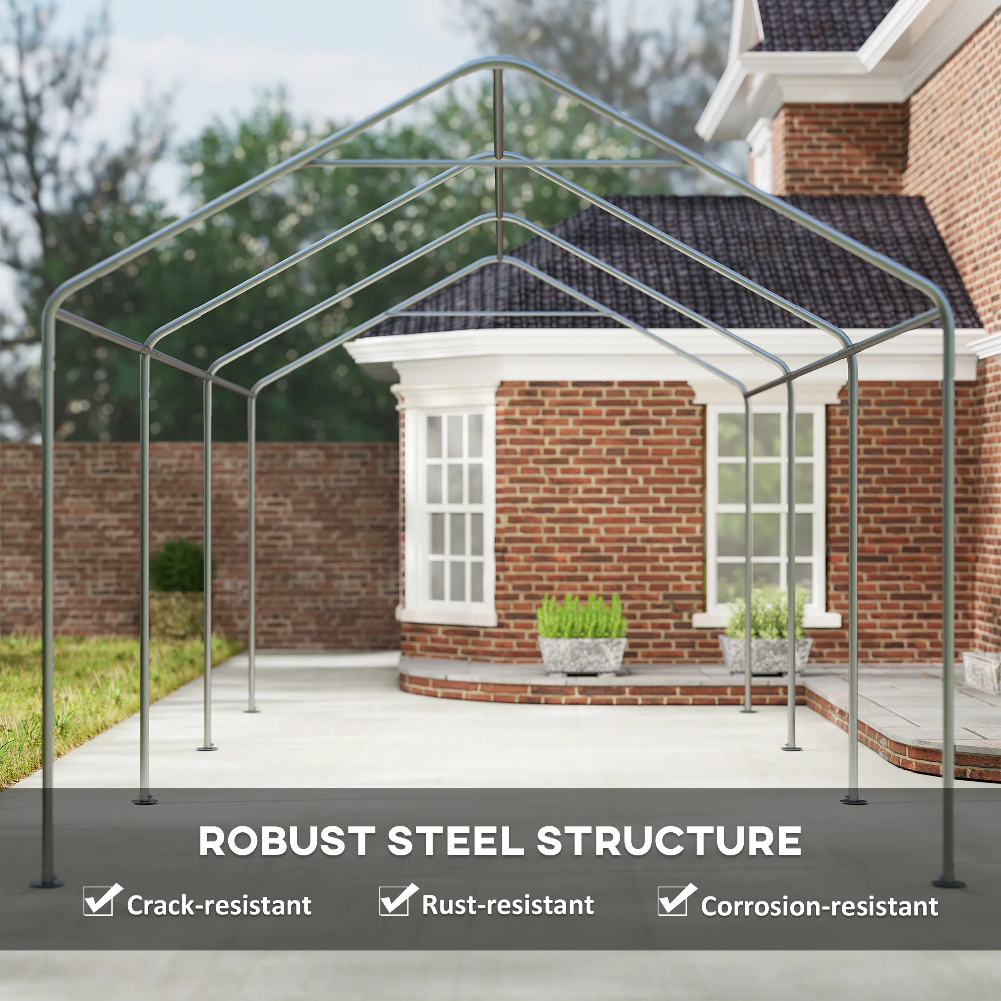 10' x 20' Portable Garage for All Seasons, Winter Durable with 2 Roll Up Doors, Dark Grey - Image 9