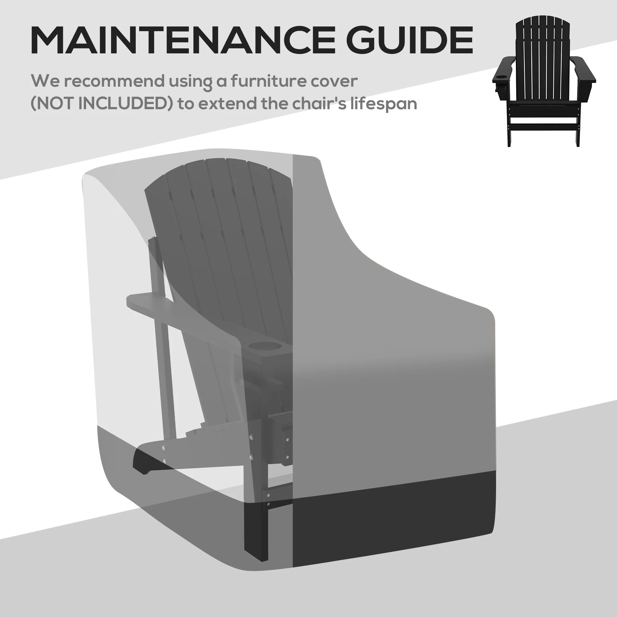 Classic Adirondack Muskoka Chairs, Garden Deck Chair with Cup Holder for Patio, Black - Image 11