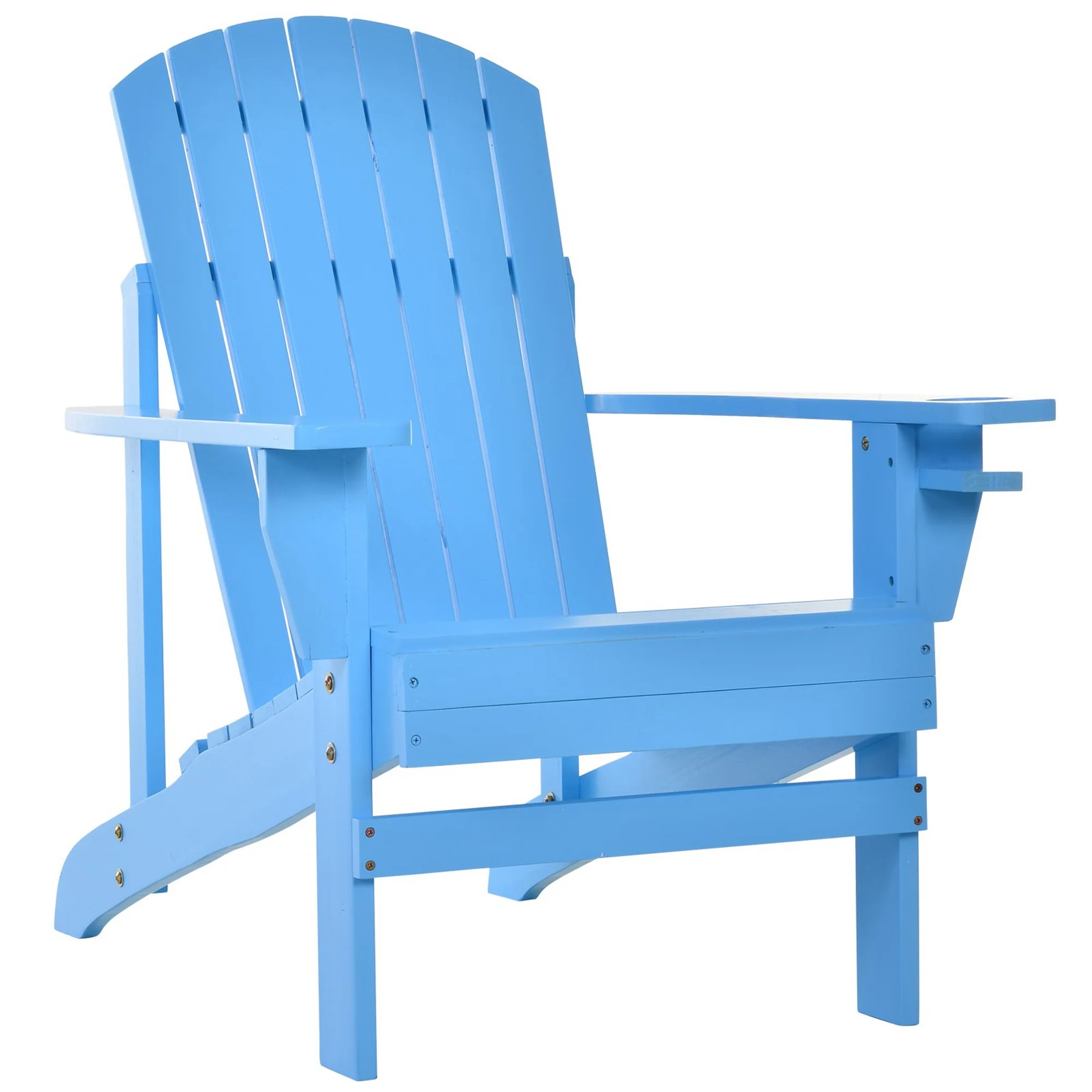 Classic Adirondack Muskoka Chairs, Garden Deck Chair with Cup Holder for Patio, Blue