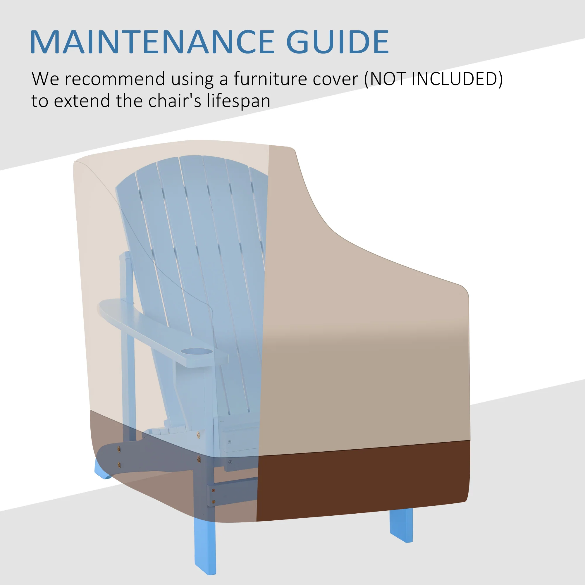 Classic Adirondack Muskoka Chairs, Garden Deck Chair with Cup Holder for Patio, Blue - Image 11