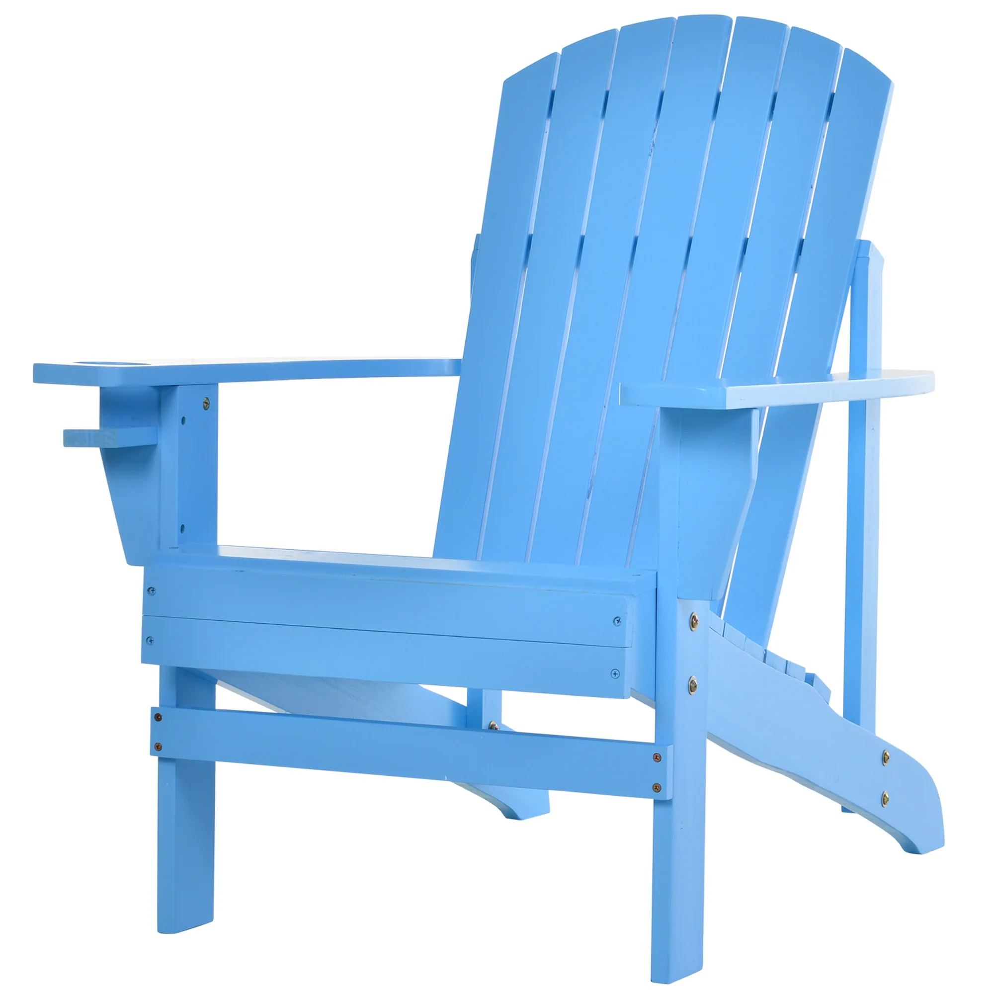 Classic Adirondack Muskoka Chairs, Garden Deck Chair with Cup Holder for Patio, Blue - Image 2