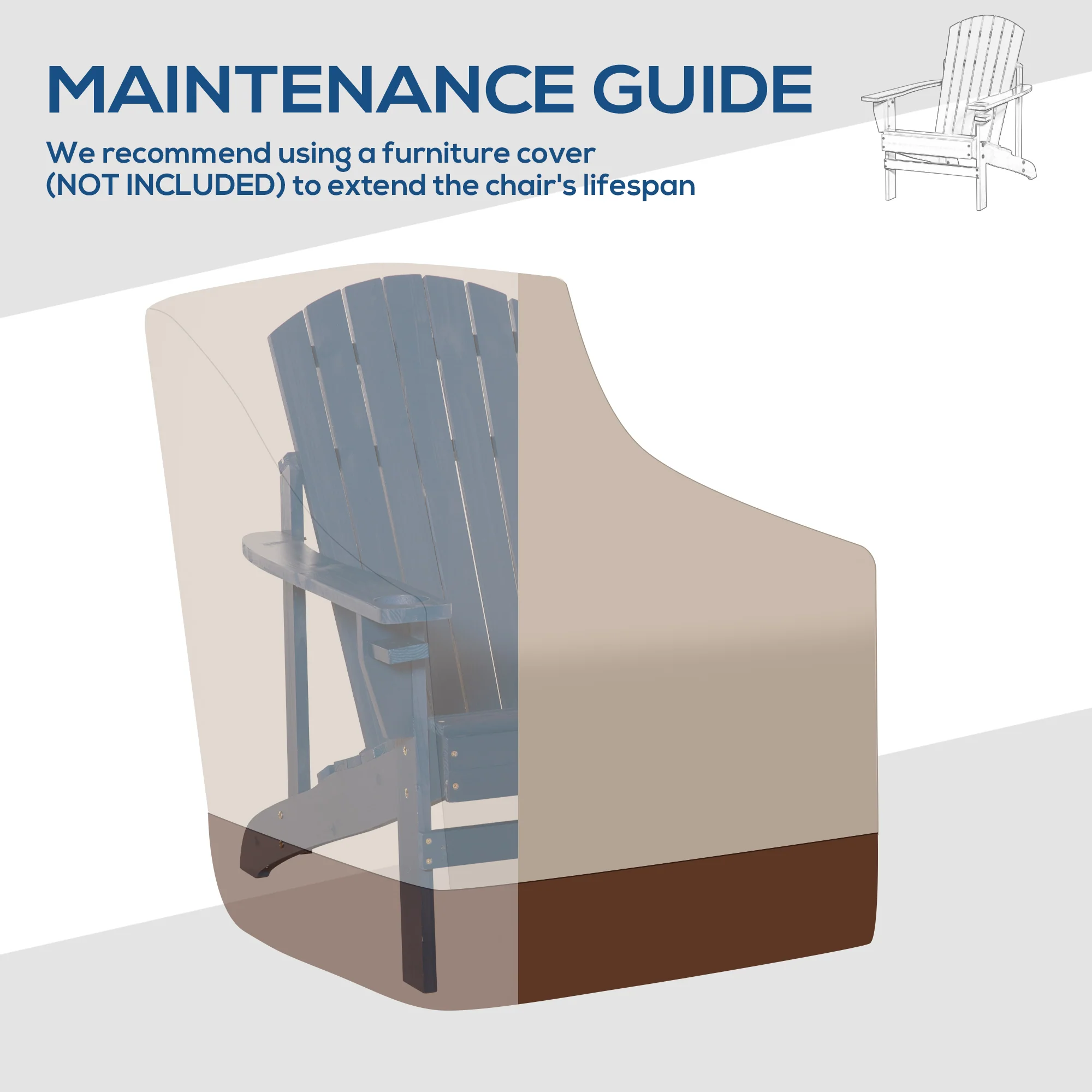 Classic Adirondack Muskoka Chairs, Garden Deck Chair with Cup Holder for Patio, Navy Blue - Image 11