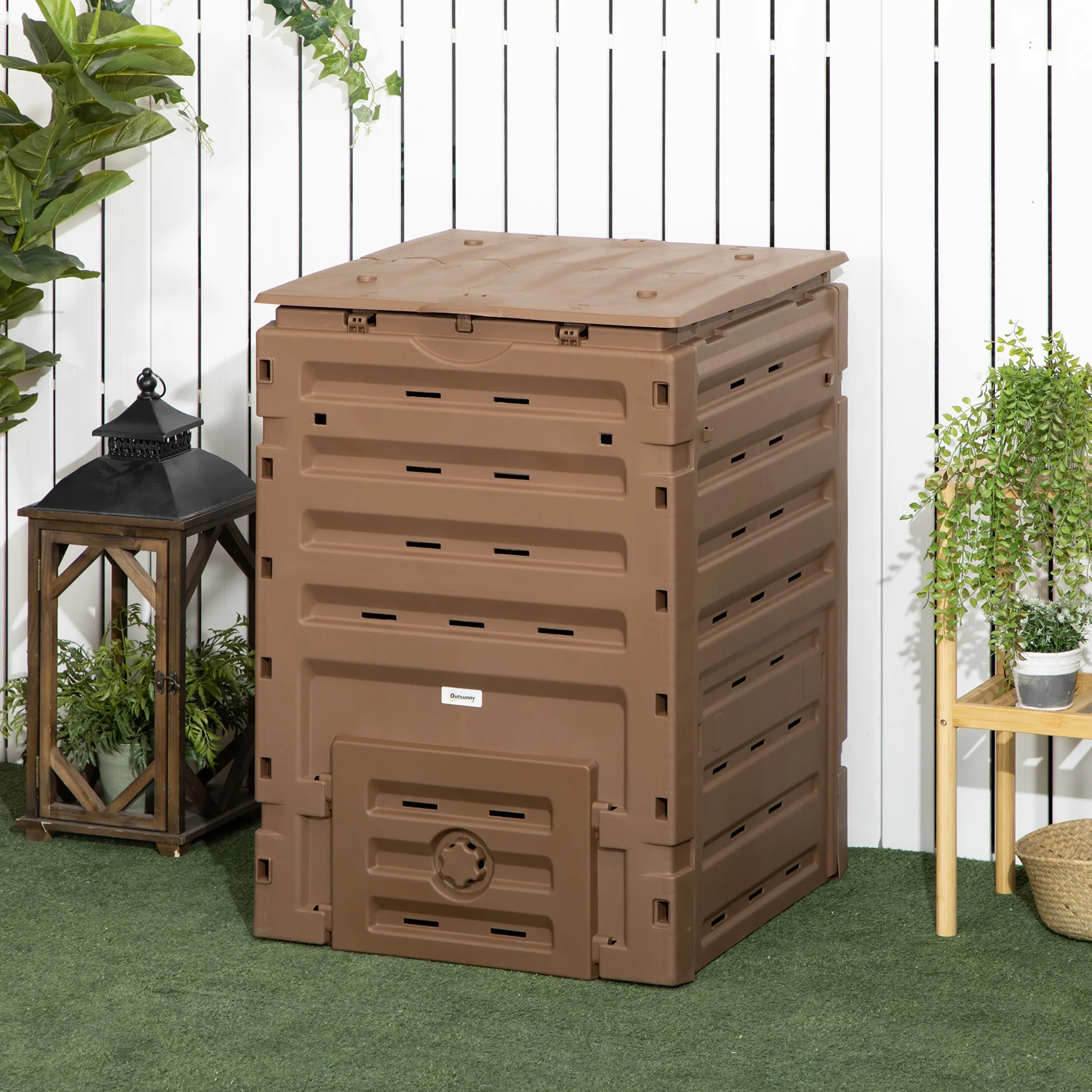 120 Gallon Compost Bin with 80 Vents & 2 Doors, Brown - Image 4