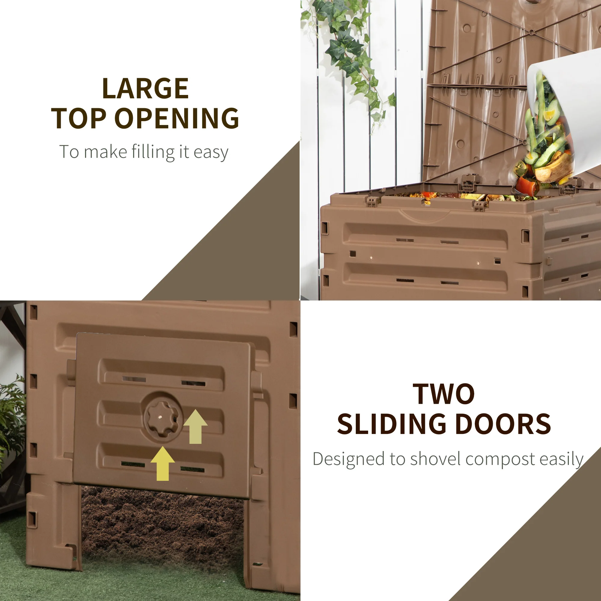 120 Gallon Compost Bin with 80 Vents & 2 Doors, Brown - Image 8