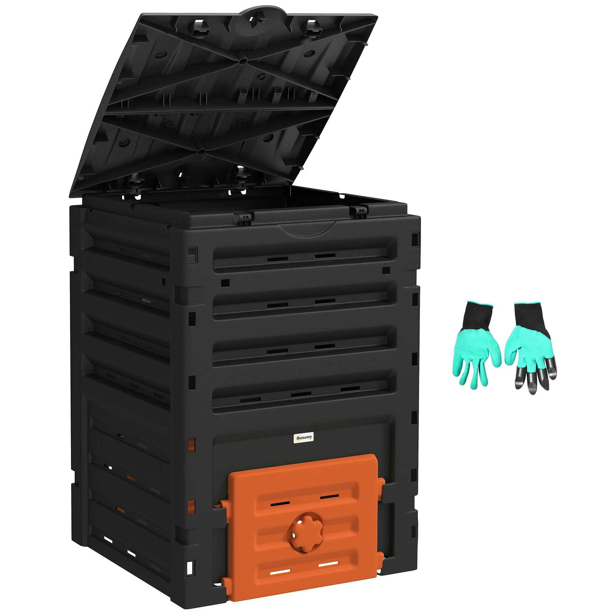 120 Gallon Compost Bin with 80 Vents & 2 Doors, Orange