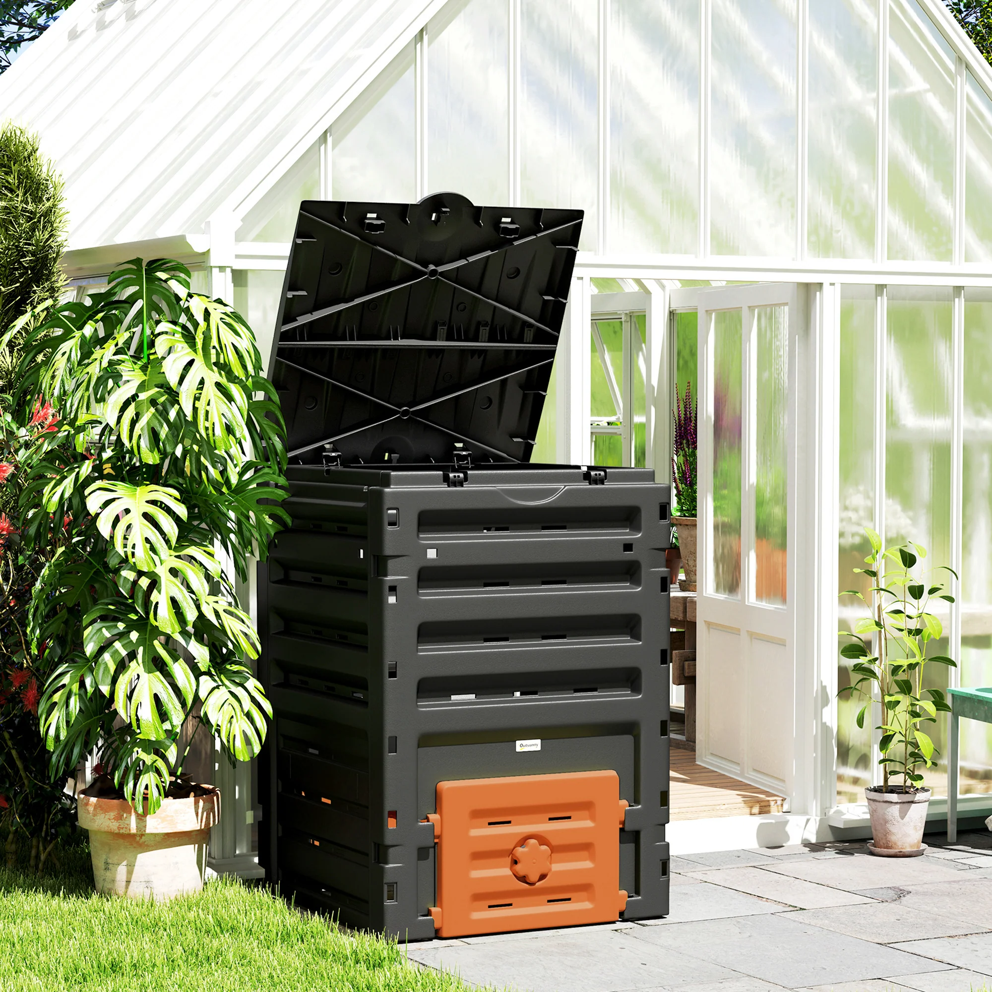 120 Gallon Compost Bin with 80 Vents & 2 Doors, Orange - Image 3