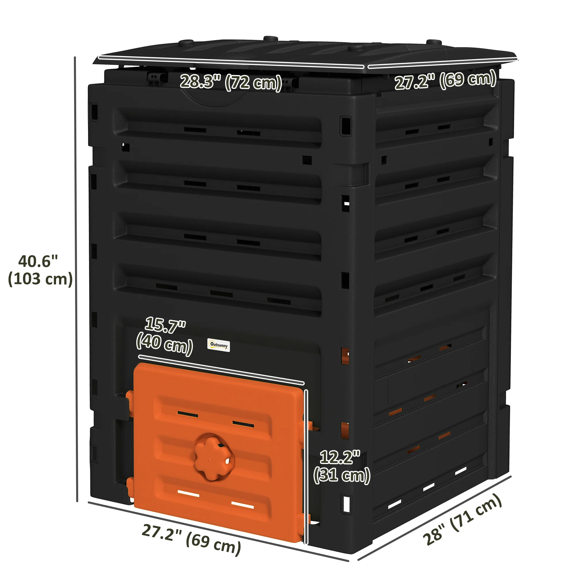 120 Gallon Compost Bin with 80 Vents & 2 Doors, Orange - Image 5