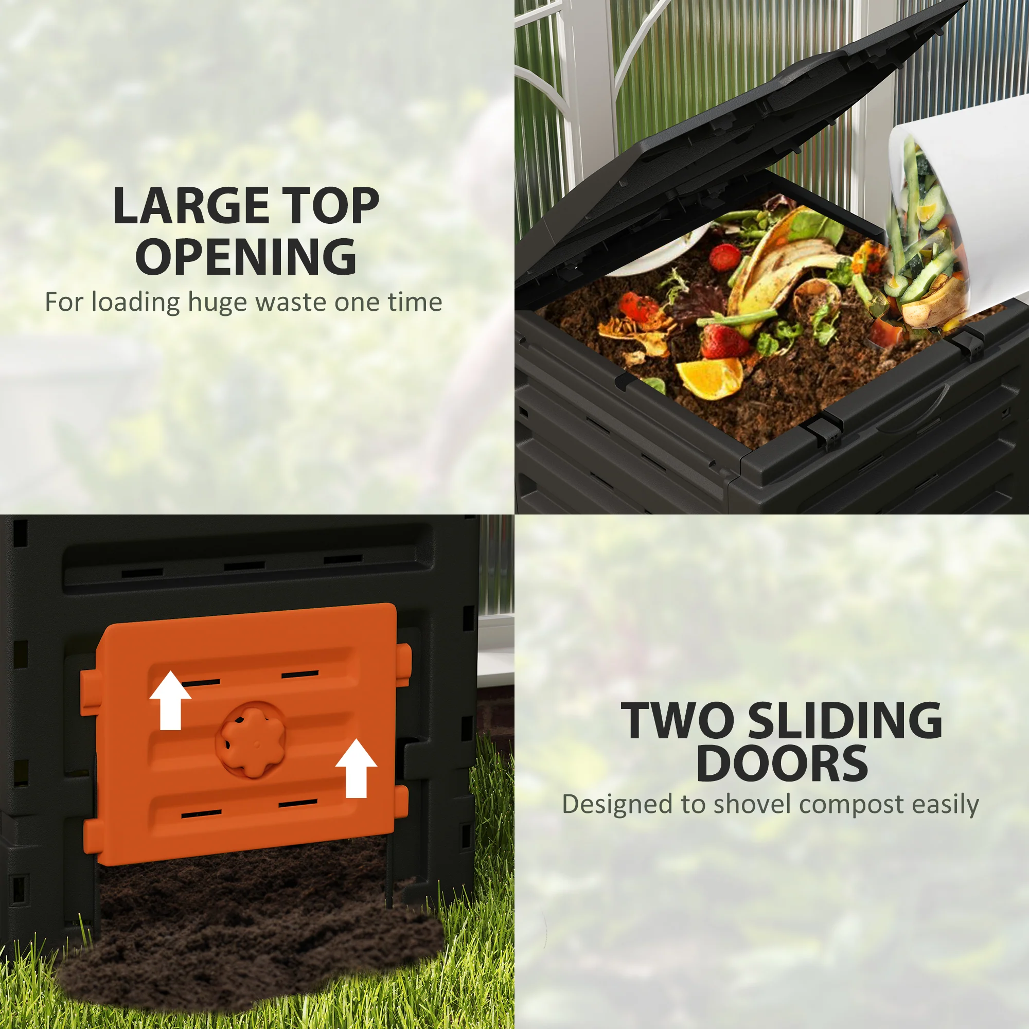 120 Gallon Compost Bin with 80 Vents & 2 Doors, Orange - Image 8