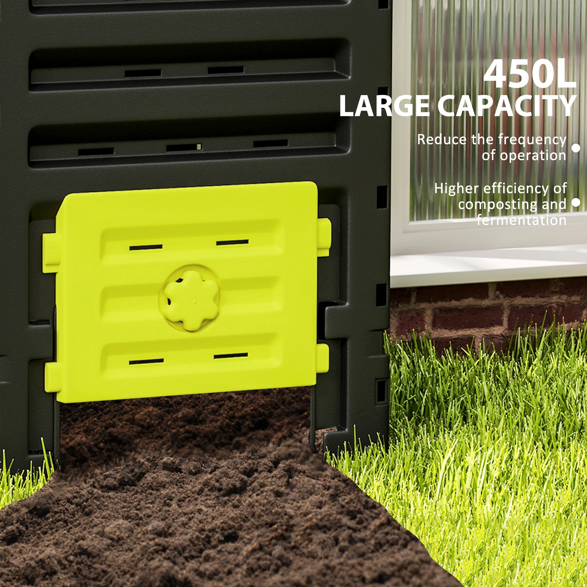 120 Gallon Compost Bin with 80 Vents & 2 Doors, Yellow - Image 6