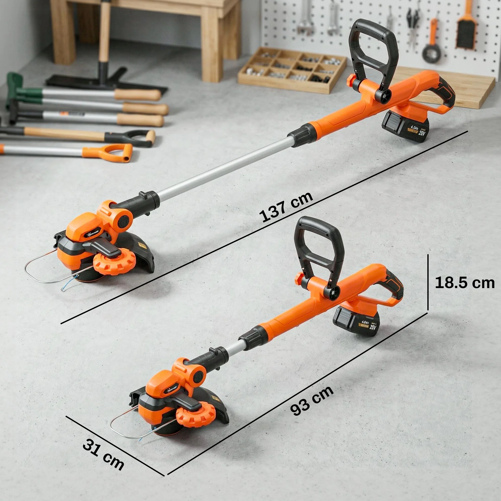 Cordless 2-in-1 Grass Trimmer & Edger with 2x4.0Ah Batteries, 25cm Cut - Image 5