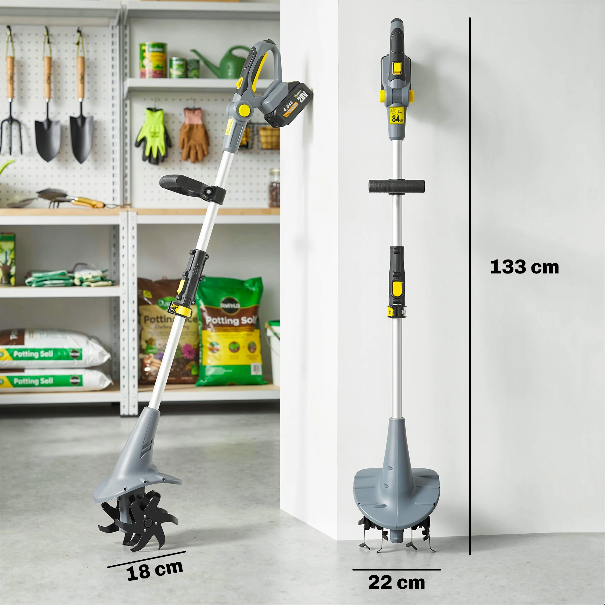18V Cordless Tiller with 2 Batteries and Charger - Image 5