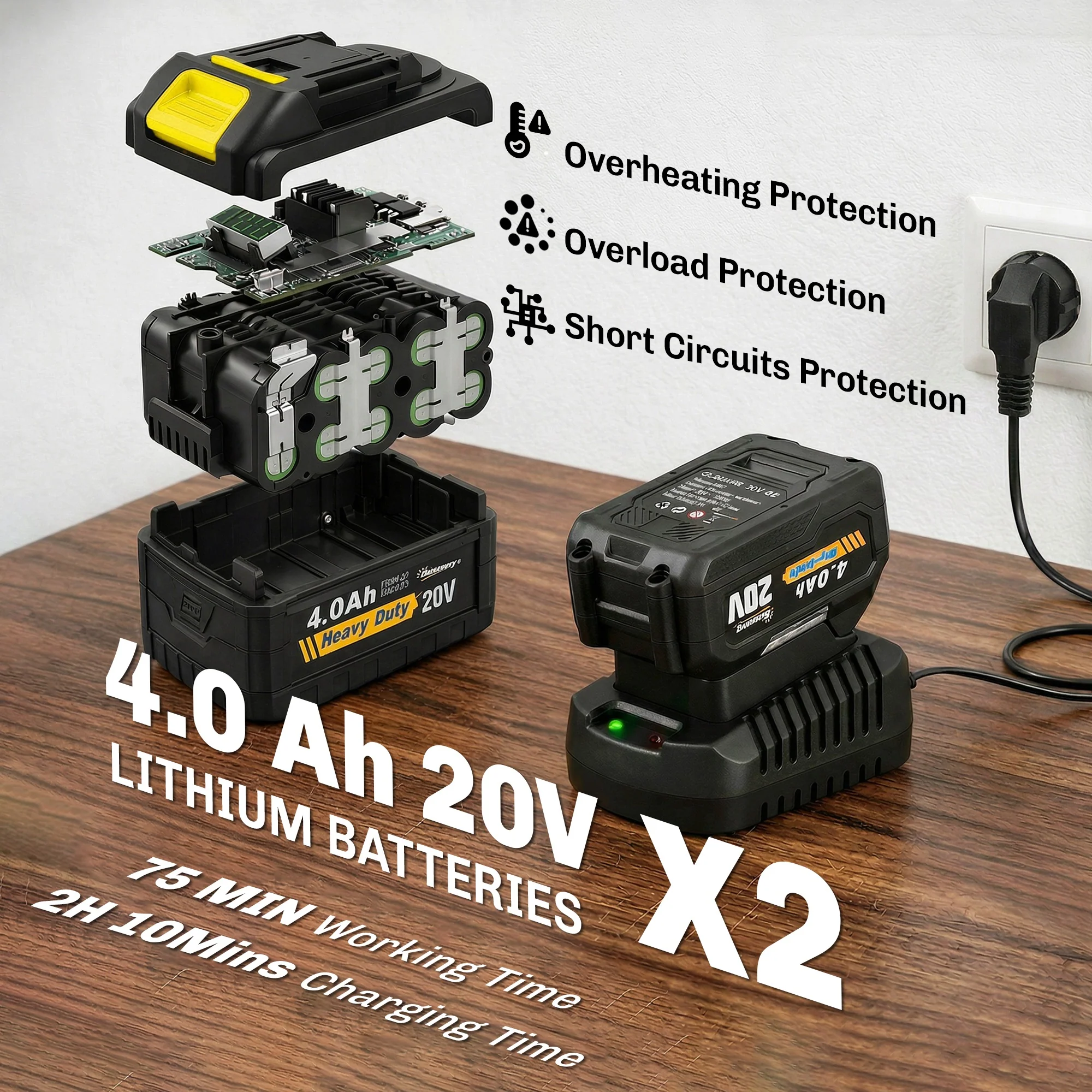 18V Cordless Tiller with 2 Batteries and Charger - Image 7