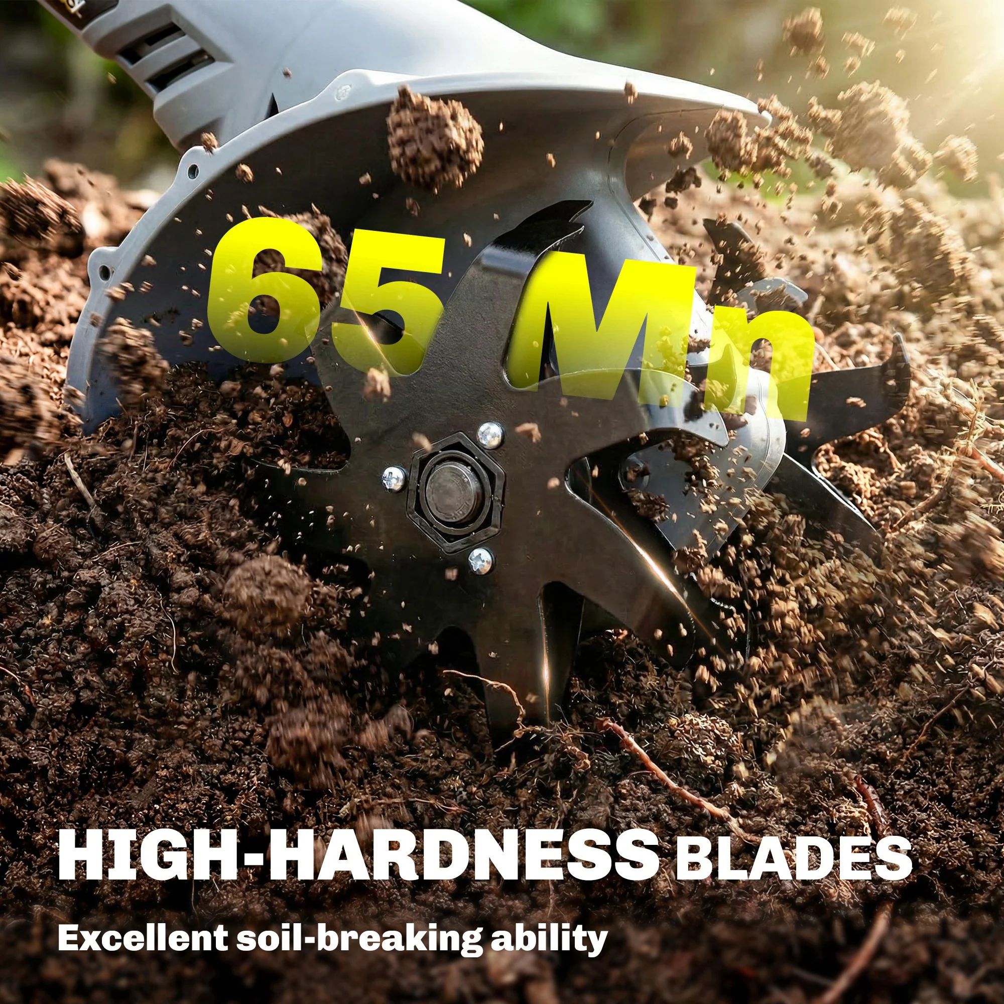 18V Cordless Tiller with 2 Batteries and Charger - Image 9