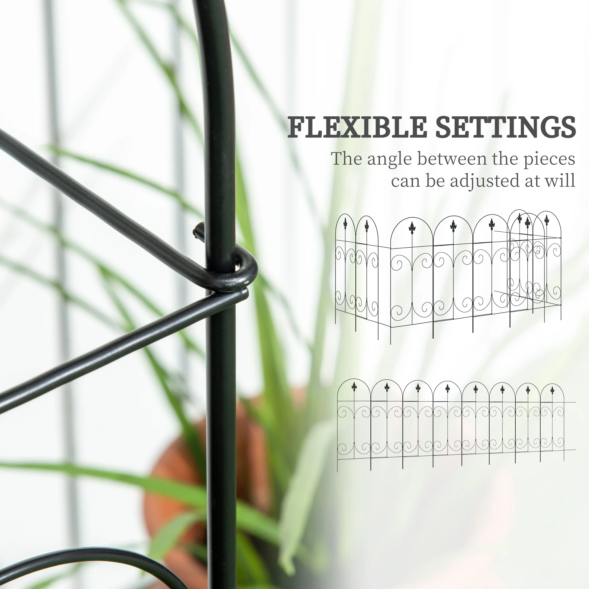 8PCs Rustproof Steel Wire Landscape Flower Bed Border, Decorative Garden Fencing, Black - Image 7