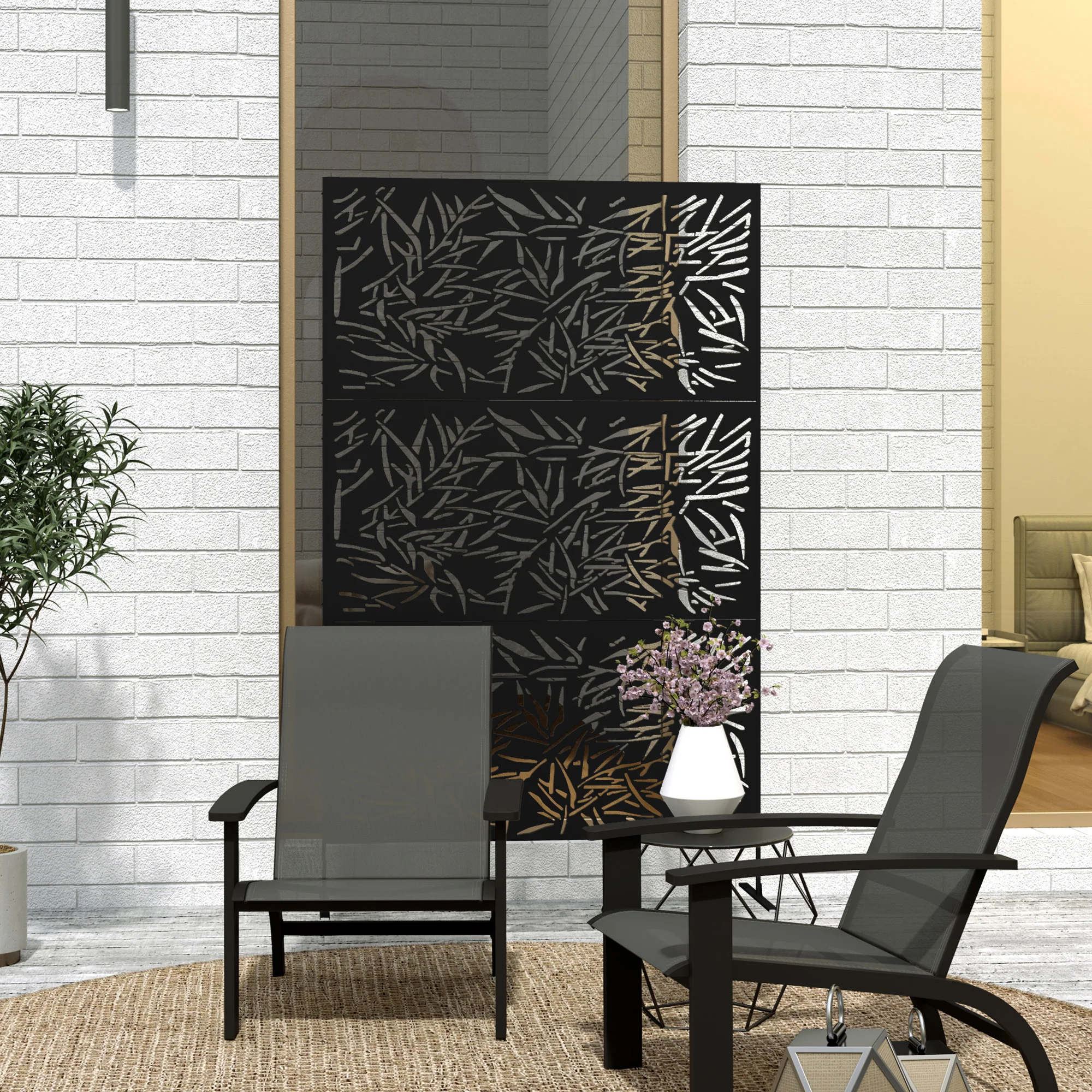 6.5FT Decorative Privacy Screen with Expansion Screws for Garden Pool Hot Tub, Bamboo Style - Image 10