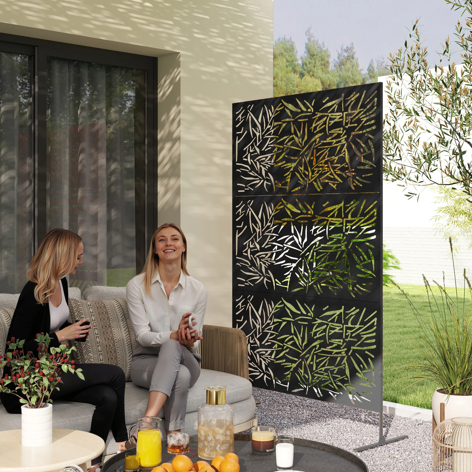 6.5FT Decorative Privacy Screen with Expansion Screws for Garden Pool Hot Tub, Bamboo Style - Image 3