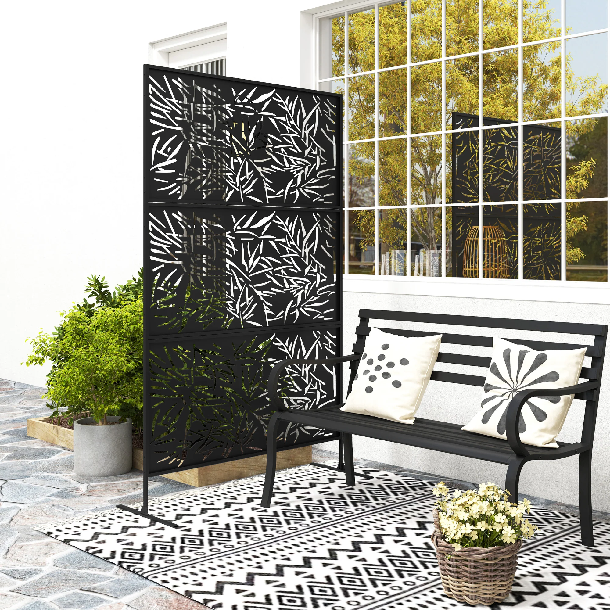 6.5FT Decorative Privacy Screen with Expansion Screws for Garden Pool Hot Tub, Bamboo Style - Image 4