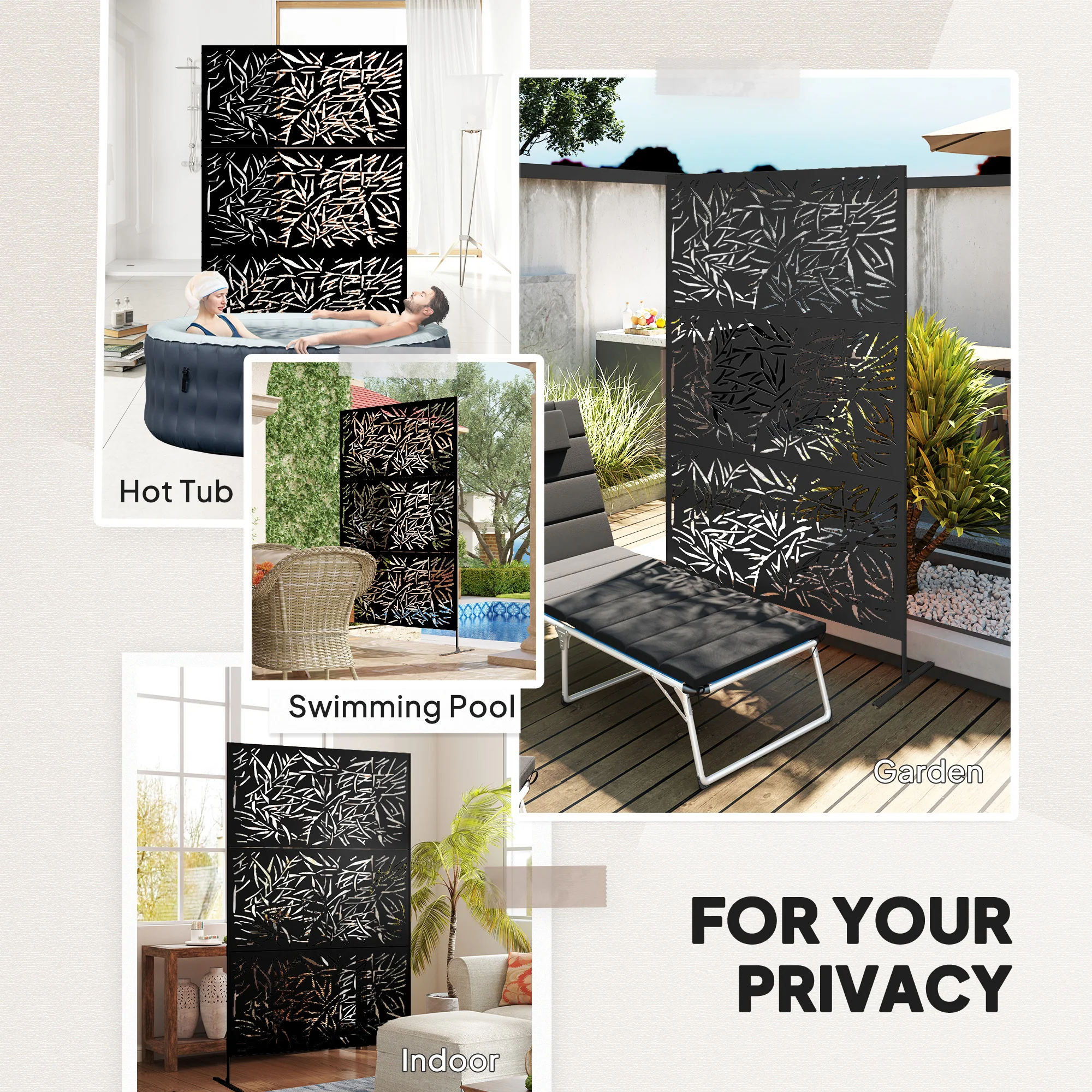 6.5FT Decorative Privacy Screen with Expansion Screws for Garden Pool Hot Tub, Bamboo Style - Image 8