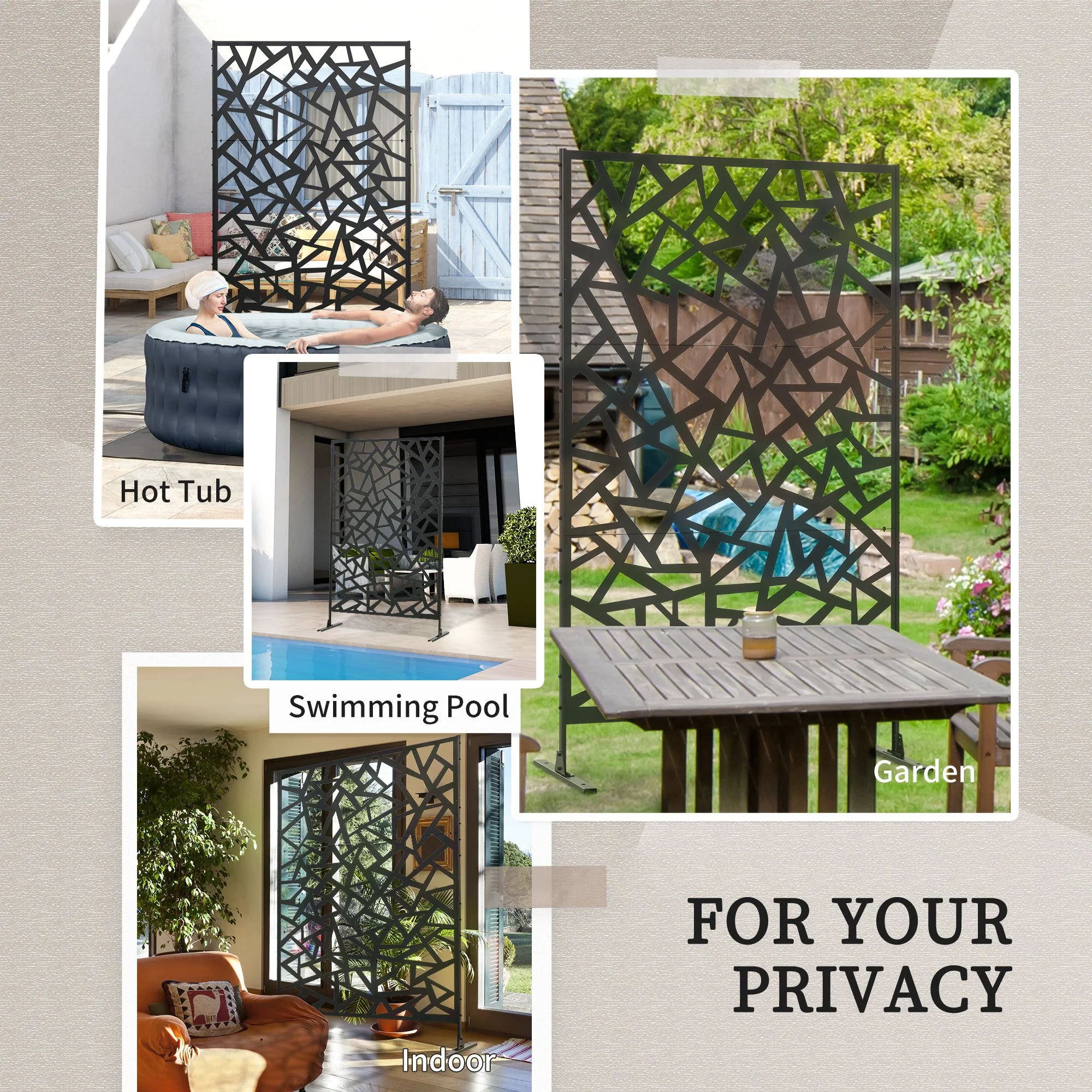 6.5FT Decorative Privacy Screen with Expansion Screws for Garden Pool Hot Tub, Irregular Figure - Image 8