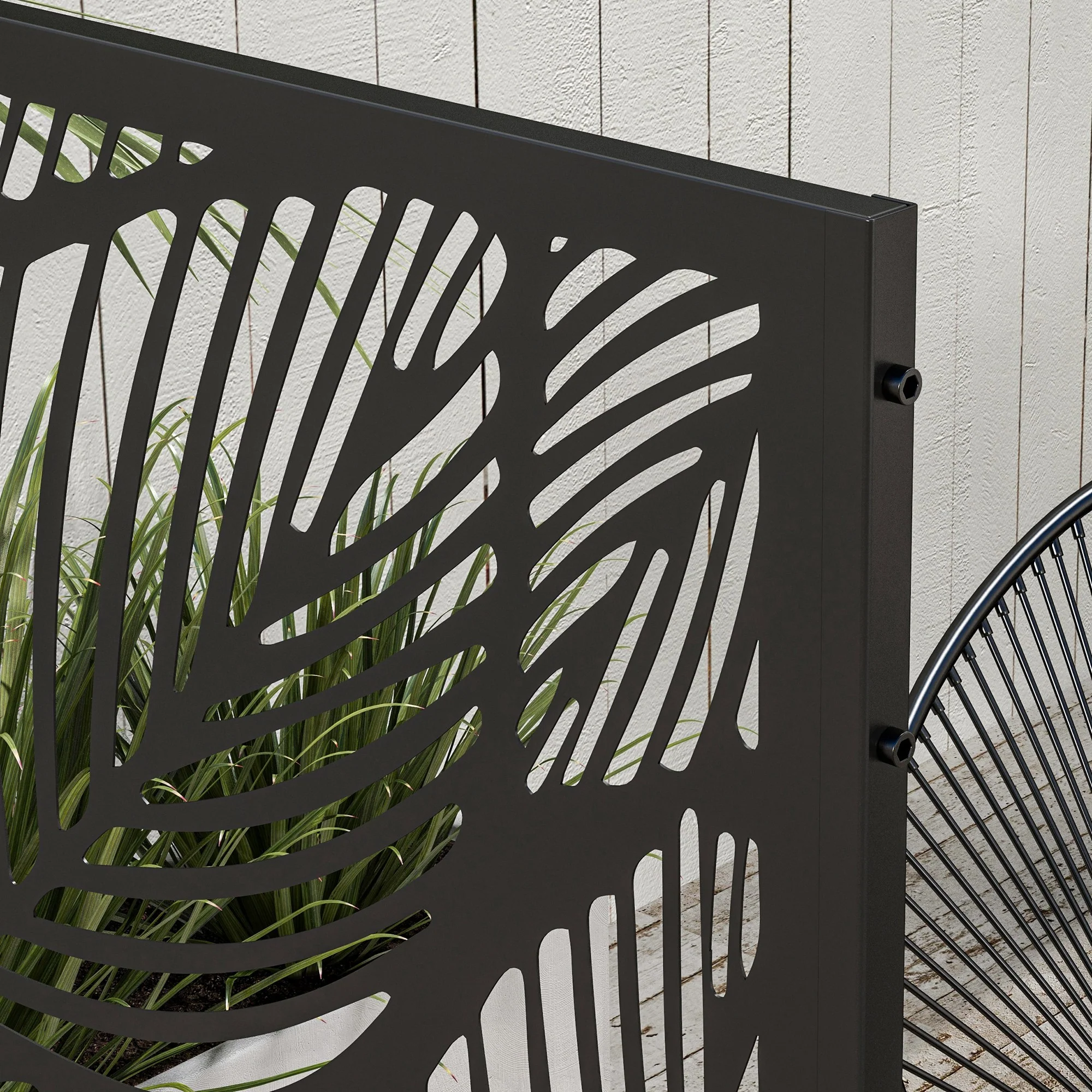 6.5FT Decorative Privacy Screen with Expansion Screws for Garden Pool Hot Tub, Leaf Style - Image 10