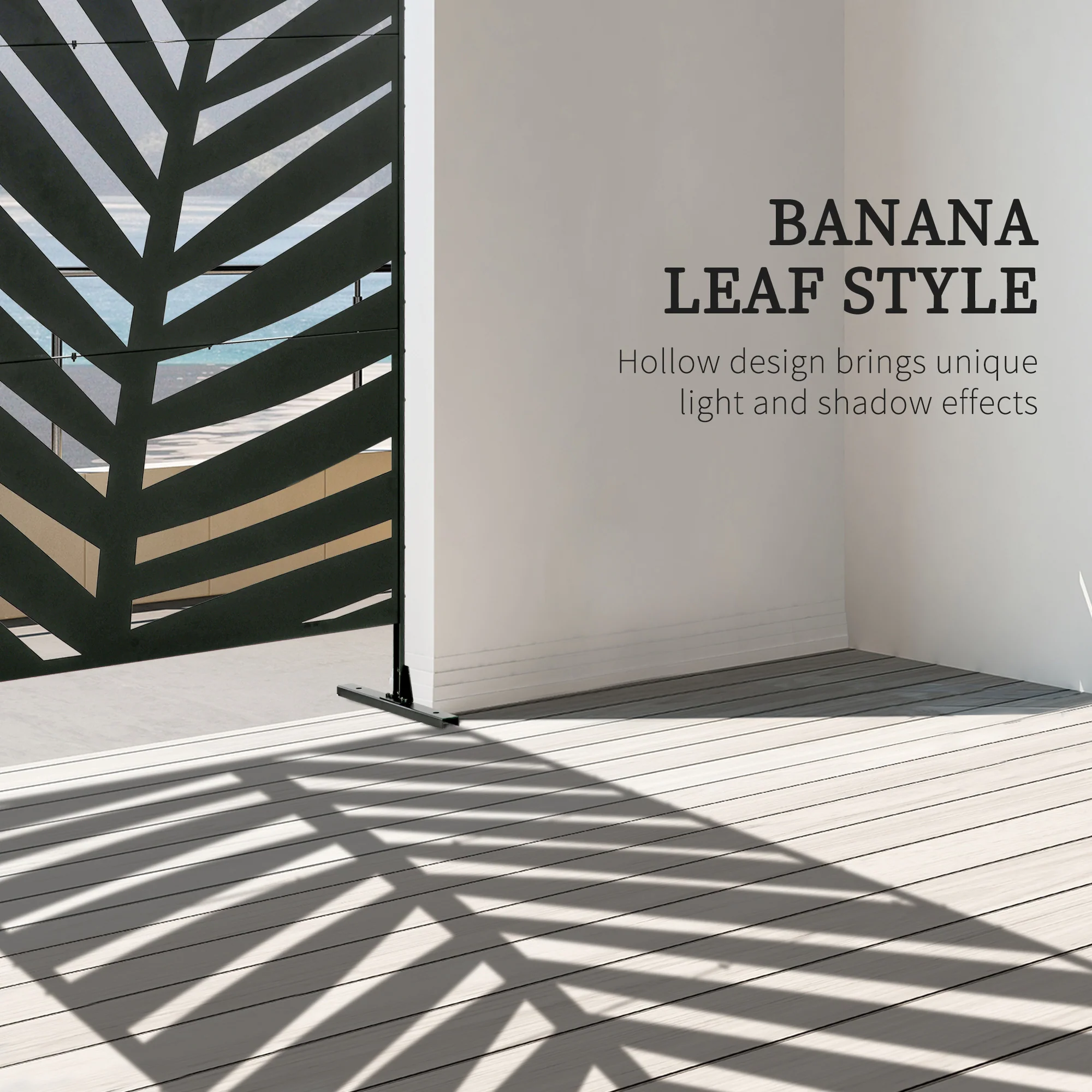 6.5FT Decorative Privacy Screen with Expansion Screws for Garden Pool Hot Tub, Banana Leaf Style - Image 6