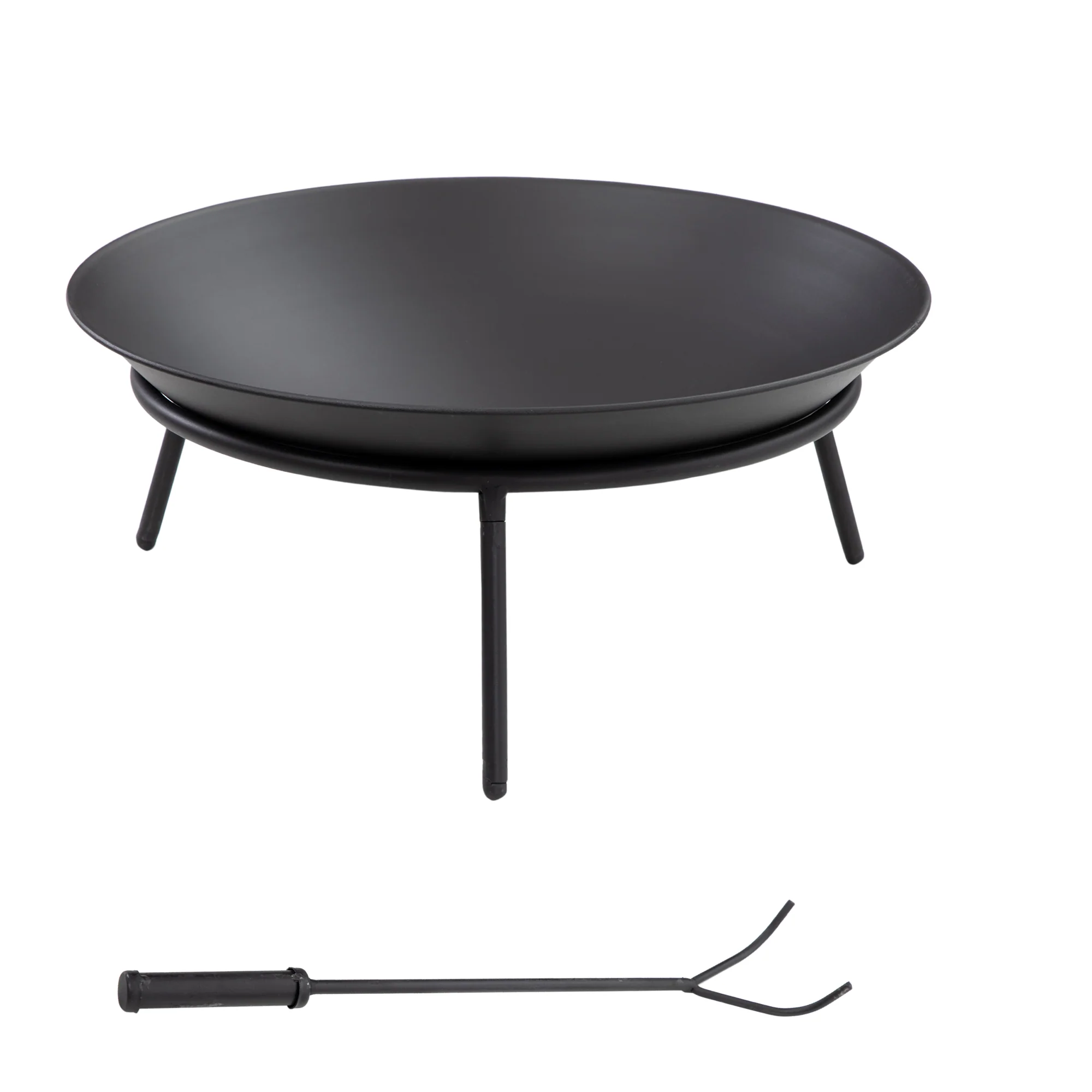 Dia. 47 x 21 cm Portable Outdoor Fire Pit with Poker, Black - Image 12