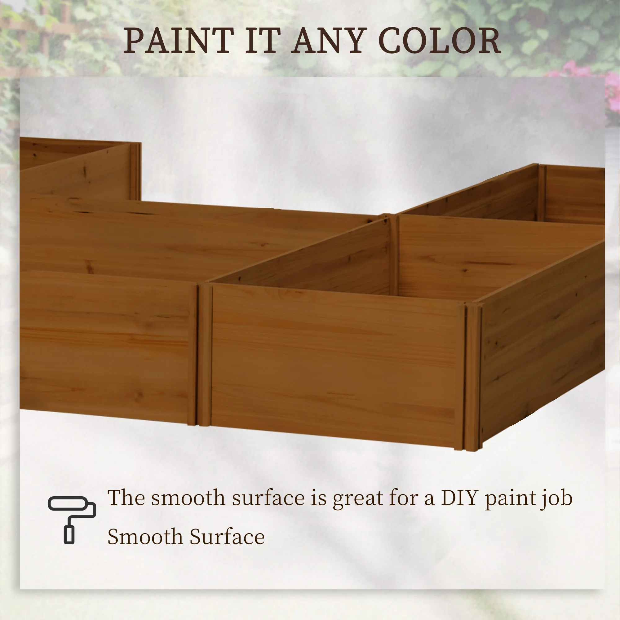 DIY 5-Box Wooden Raised Garden Bed Kit with Open Bottom, Brown - Image 7