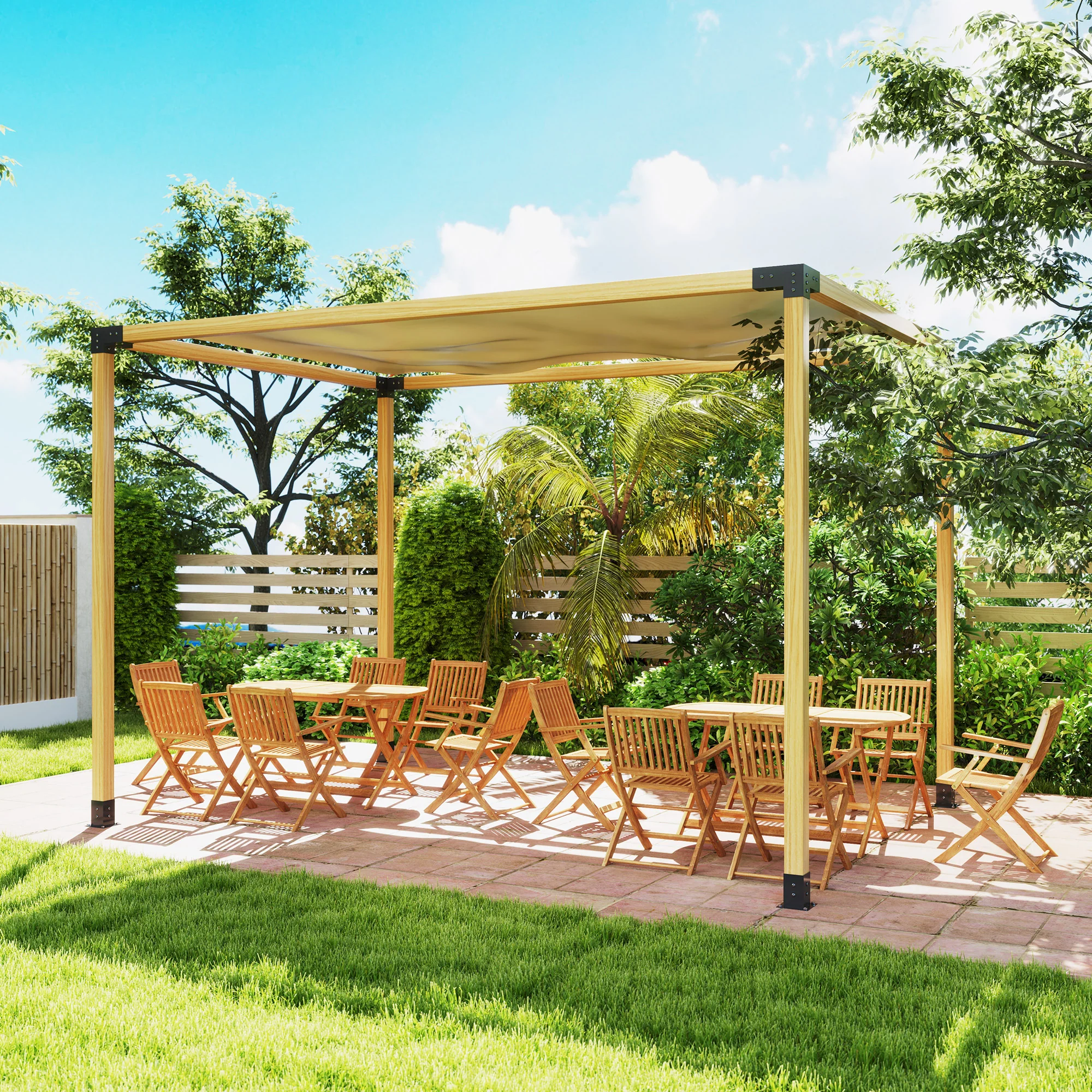 DIY Pergola Kit with 3-Way Corner Brackets and Post Base for 4"x4" Lumber, 8-Piece with Screws - Image 10