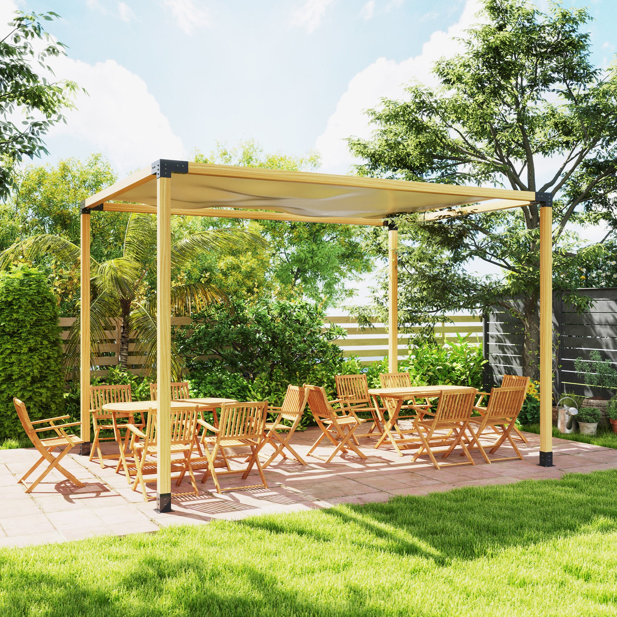 DIY Pergola Kit with 3-Way Corner Brackets and Post Base for 4"x4" Lumber, 8-Piece with Screws - Image 11