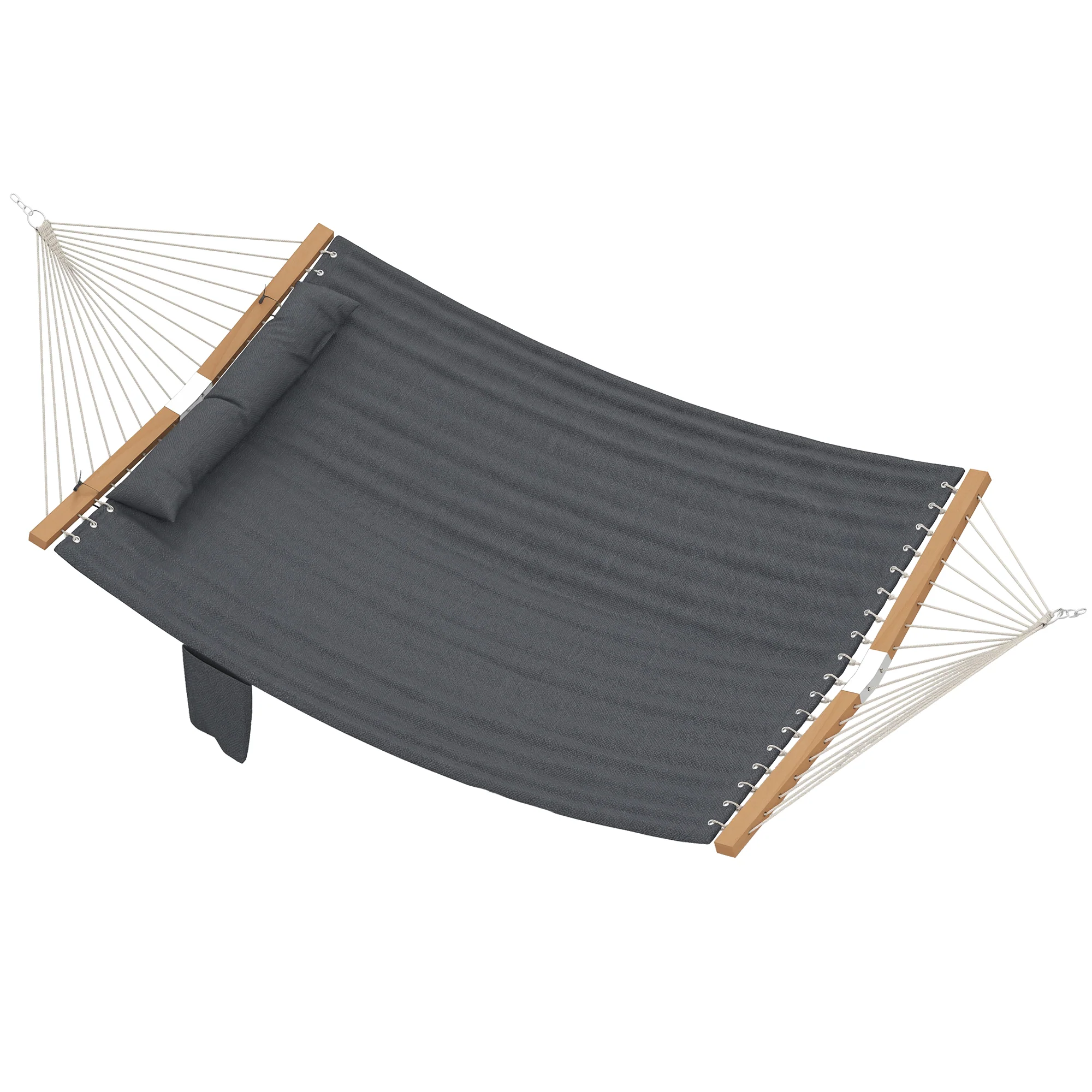 200 x 140 cm Double Hammock with Pillow and Pad, Grey - Image 2