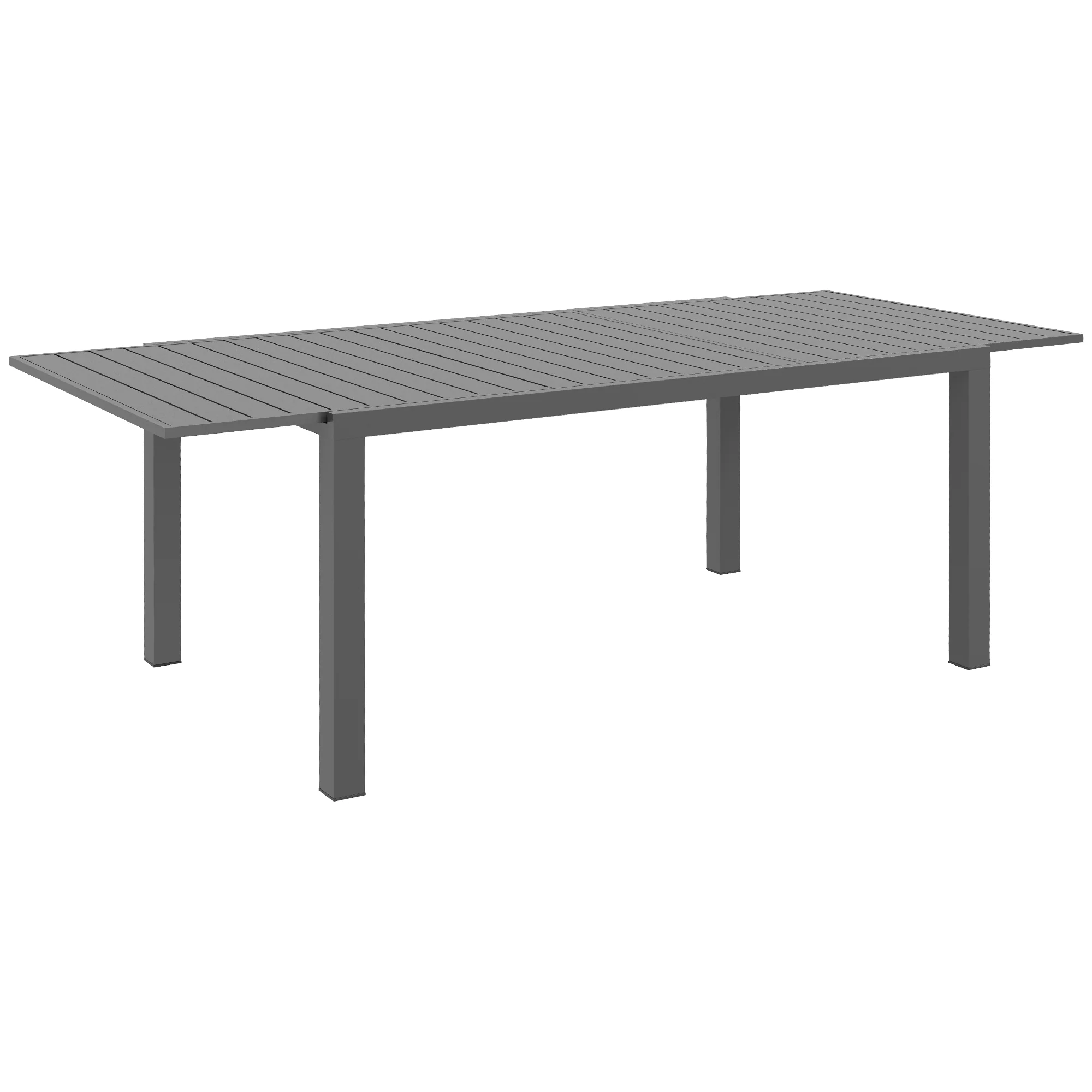 Aluminum Expandable Dining Table for 6-8, Rectangle Patio Table for Garden, Charcoal Grey