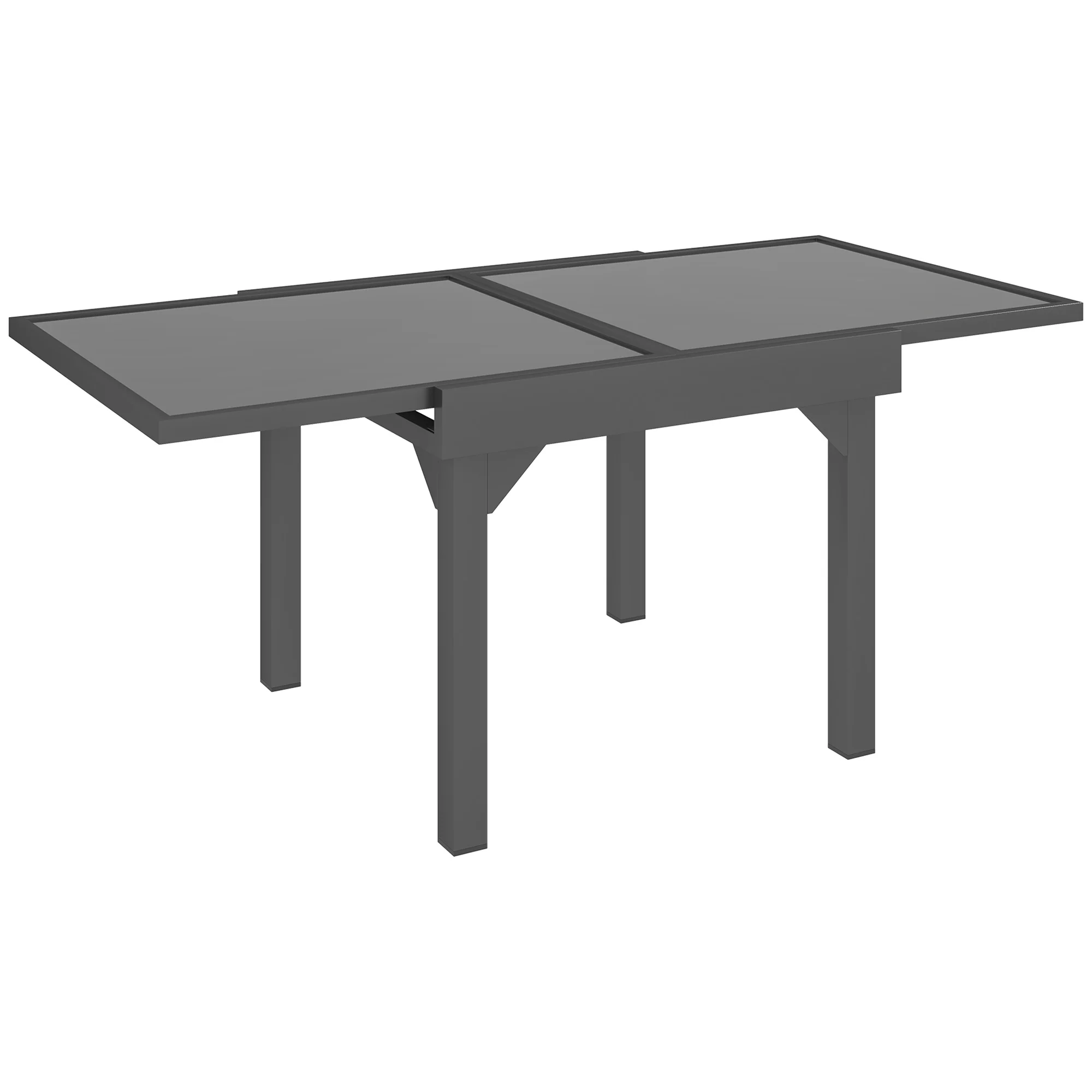 35"-71"  Extendable Aluminium Outdoor Dining Table w/ Tempered Glass Top for 4-6 Person, Grey - Image 12