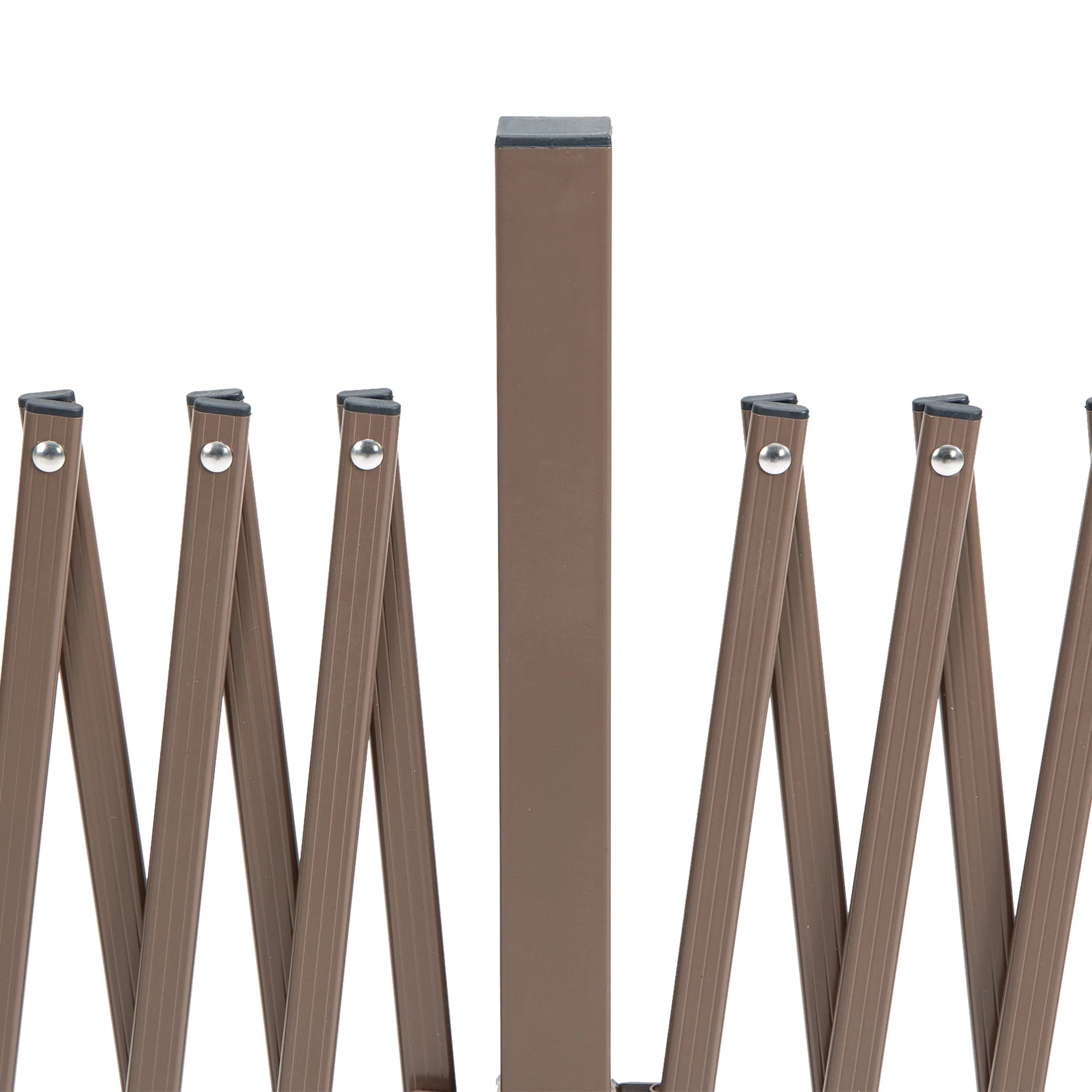 52-405cm Expanding Fence Panel with Scissor Grid & Wheel for Patio Pet Safety, Dark Brown - Image 10