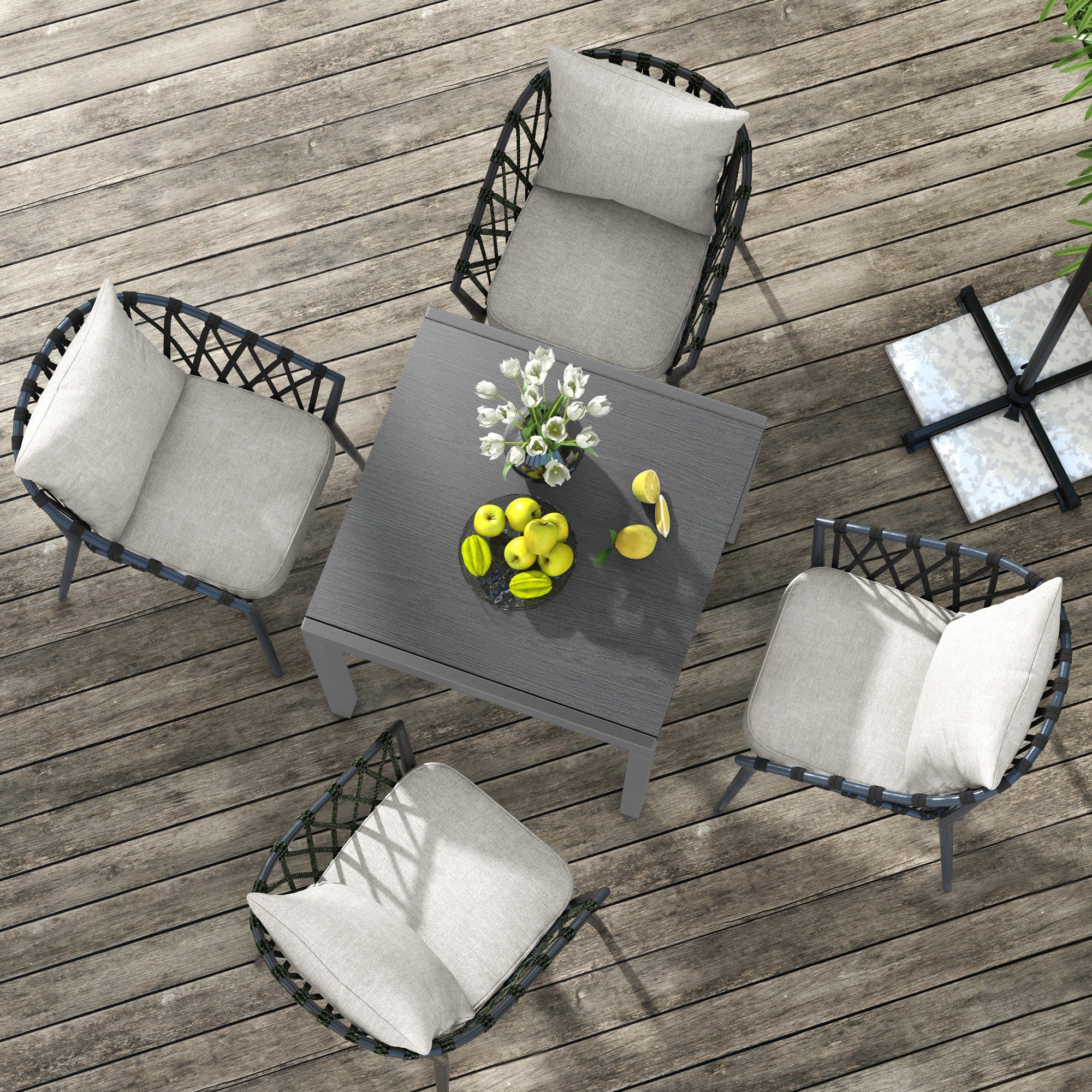 31.5"-63" Extendable Outdoor Dining Table for 4-6 with Aluminium Frame, Dark Grey - Image 9