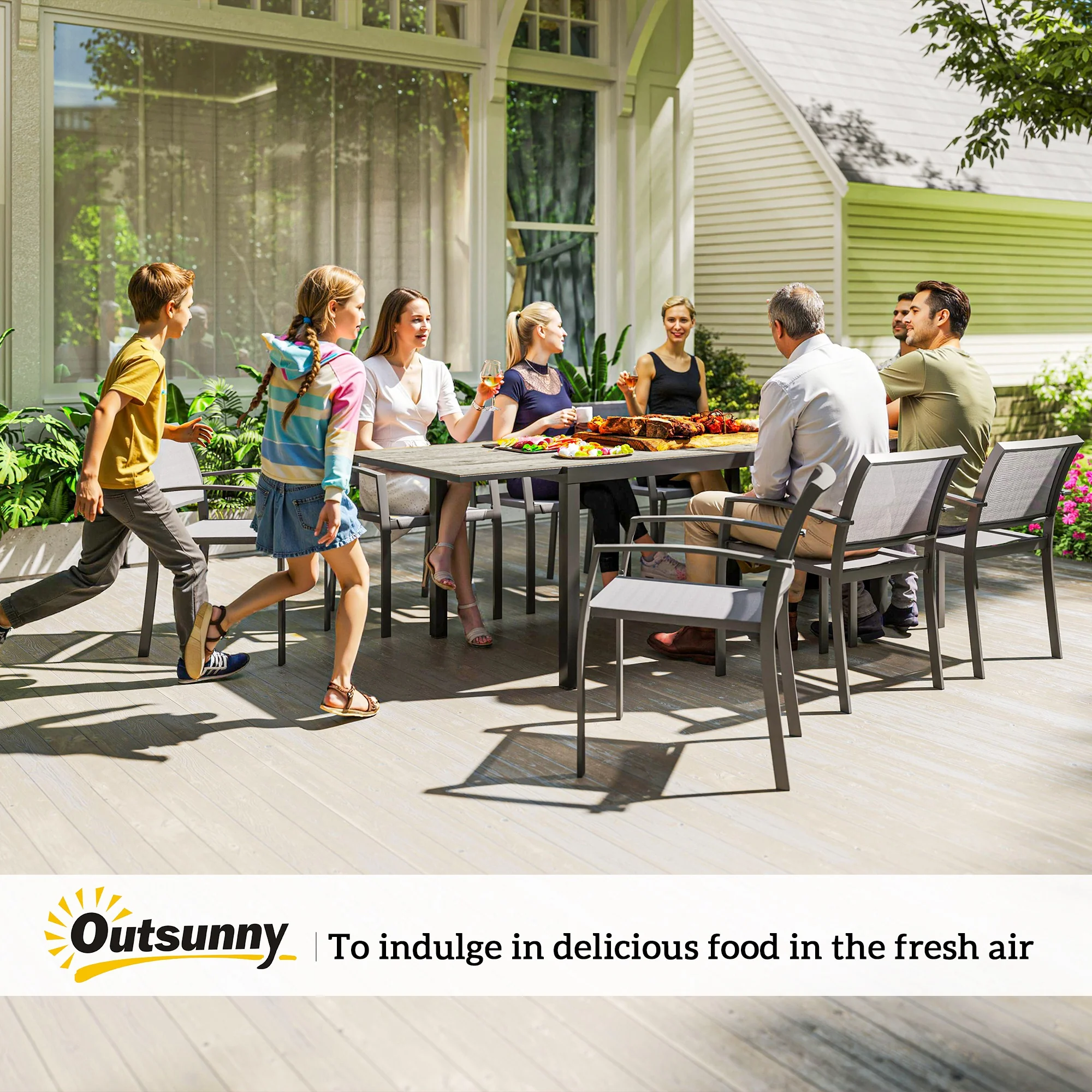 63"-94.5" Extendable Patio Dining Table for 6-8 People - Image 11