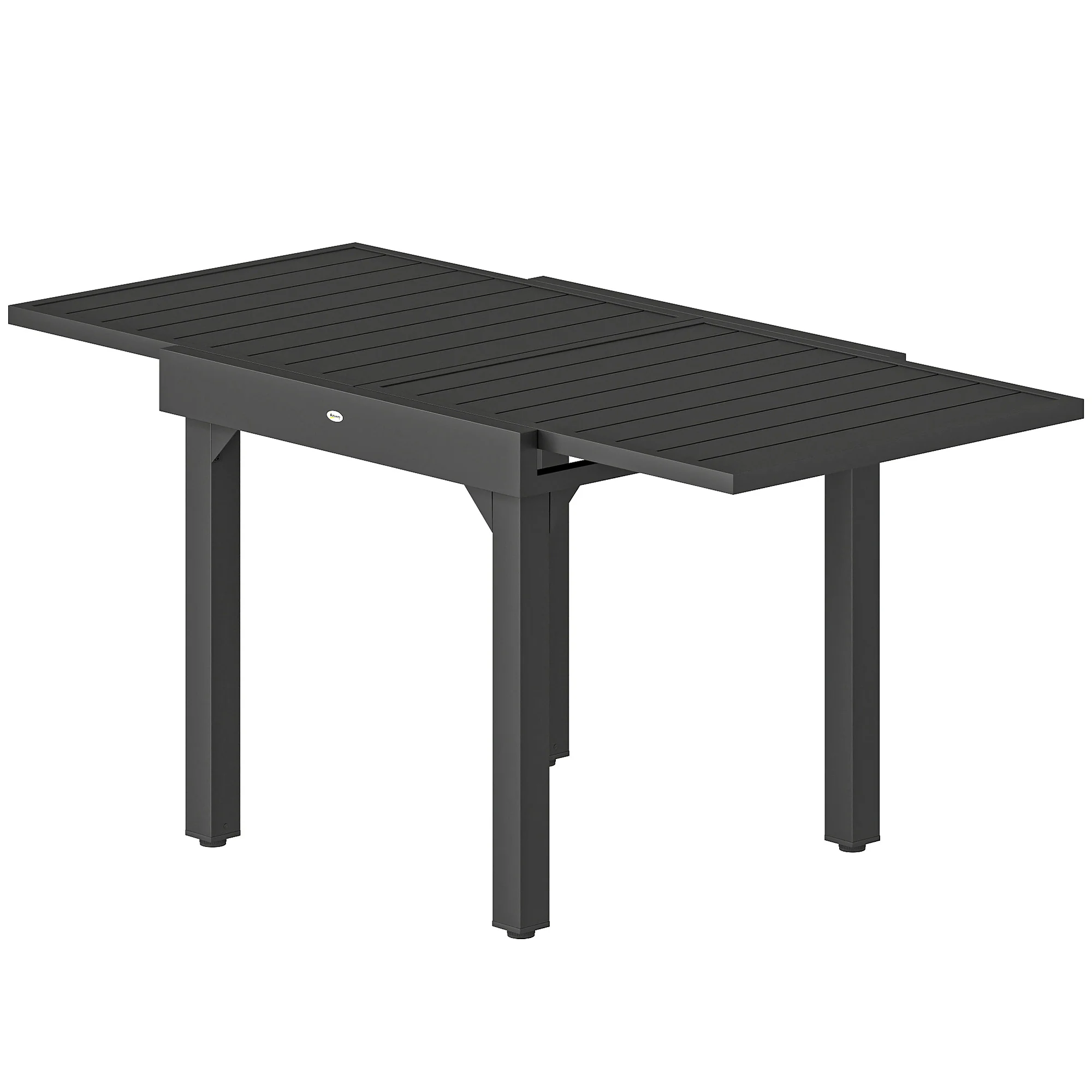 80-160 cm Extendable Aluminium Garden Table for 4-6 People, Black - Image 2