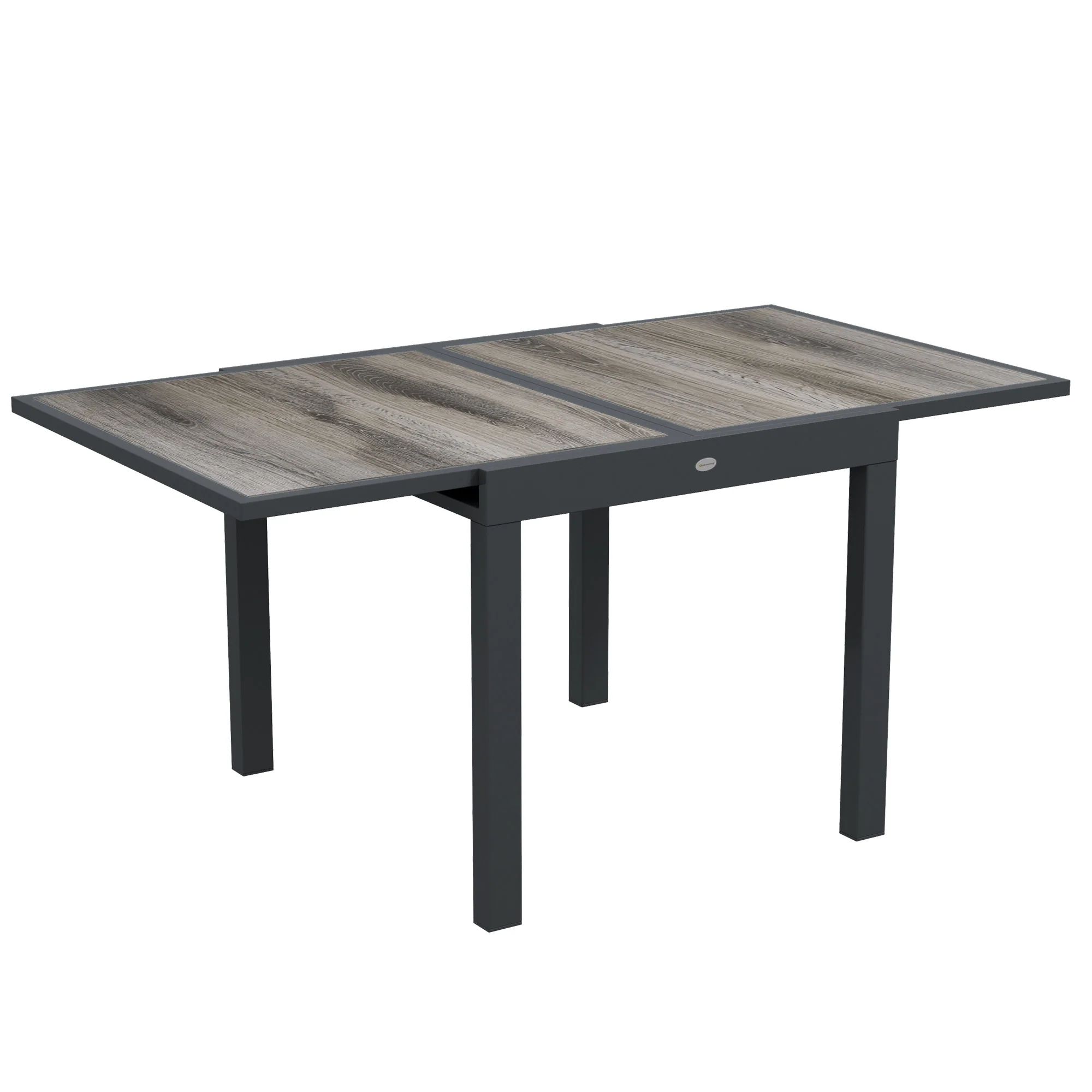 Extending Garden Table for 6 w/ Aluminium Frame & Plastic Board Tabletop, 80/160 x 80 x 75 cm, Grey
