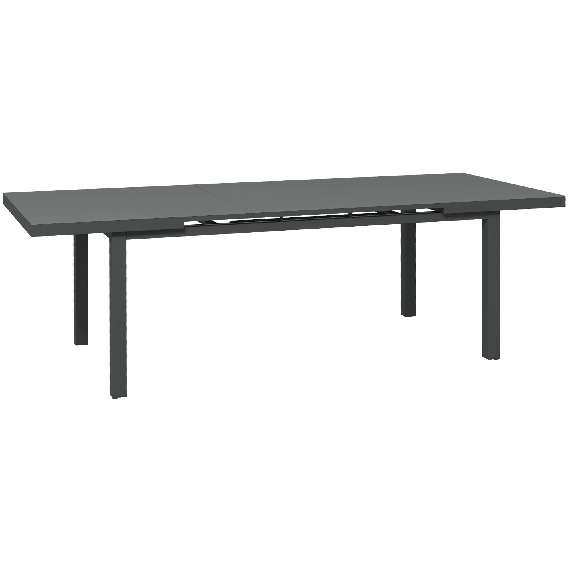 Extending Outdoor Dining Table for 6-8 with Aluminium Frame, for Garden, Lawn, Charcoal Grey
