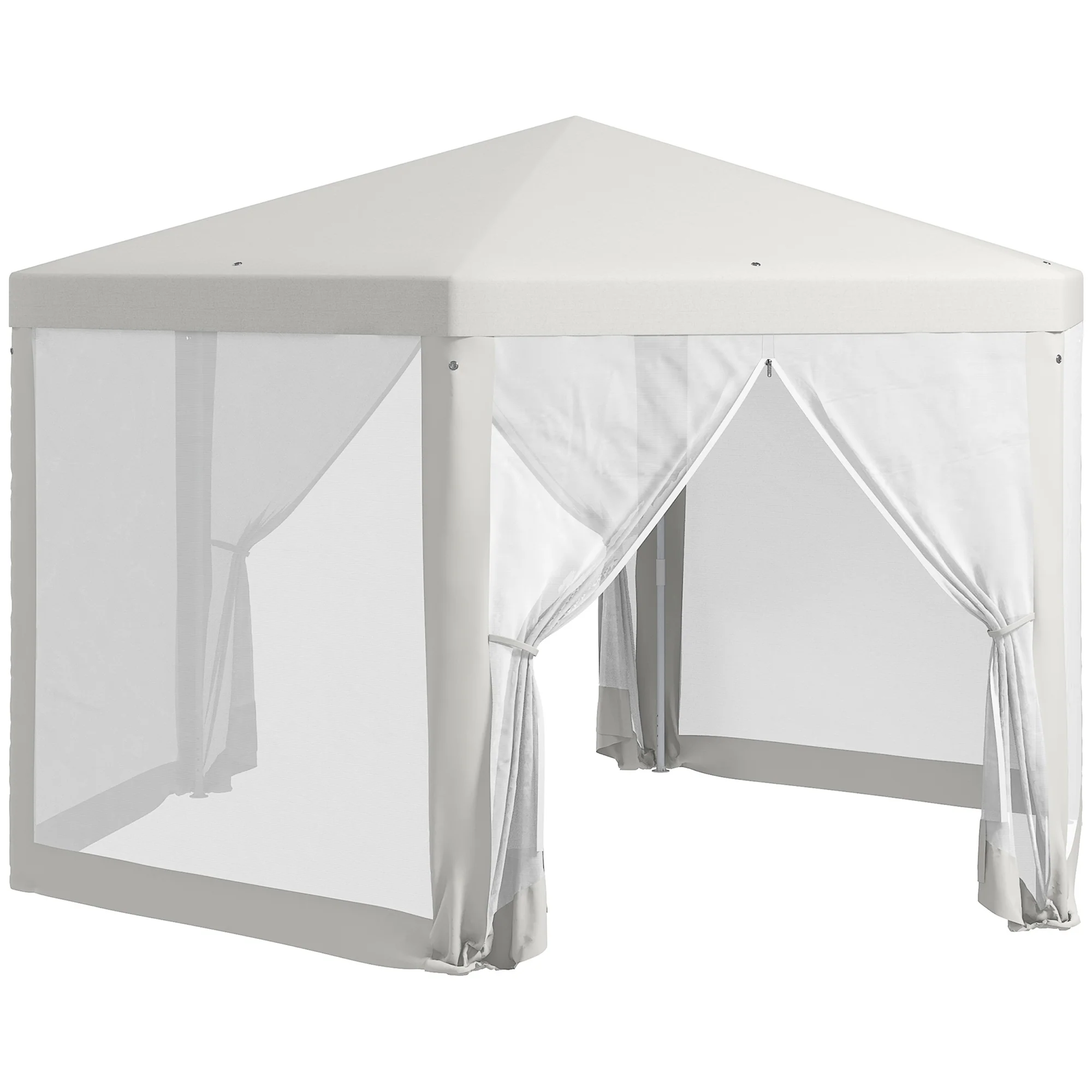 ¦µ13' Hexagon Party Tent with Mesh Sidewalls, Cream White - Image 12
