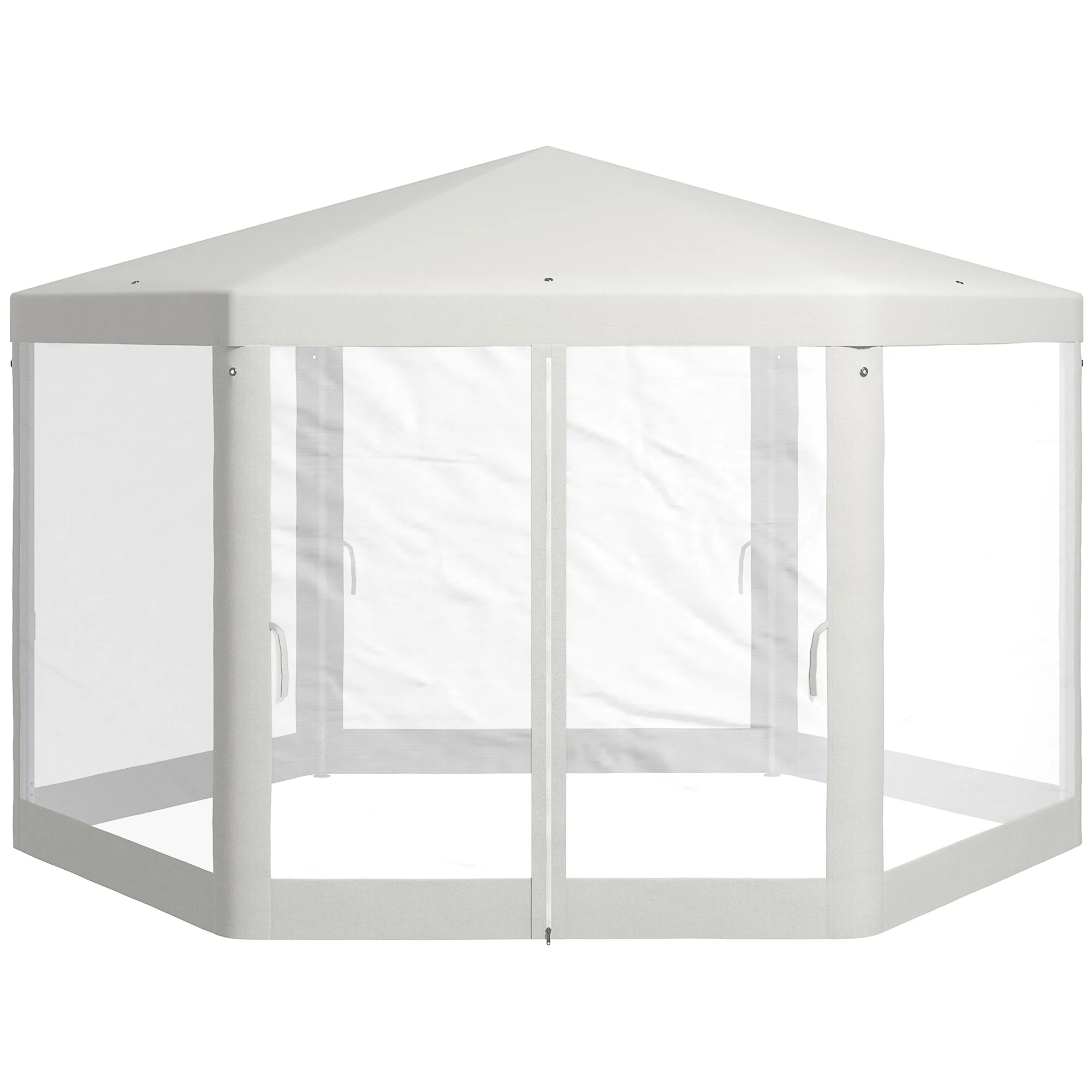 ¦µ13' Hexagon Party Tent with Mesh Sidewalls, Cream White - Image 2