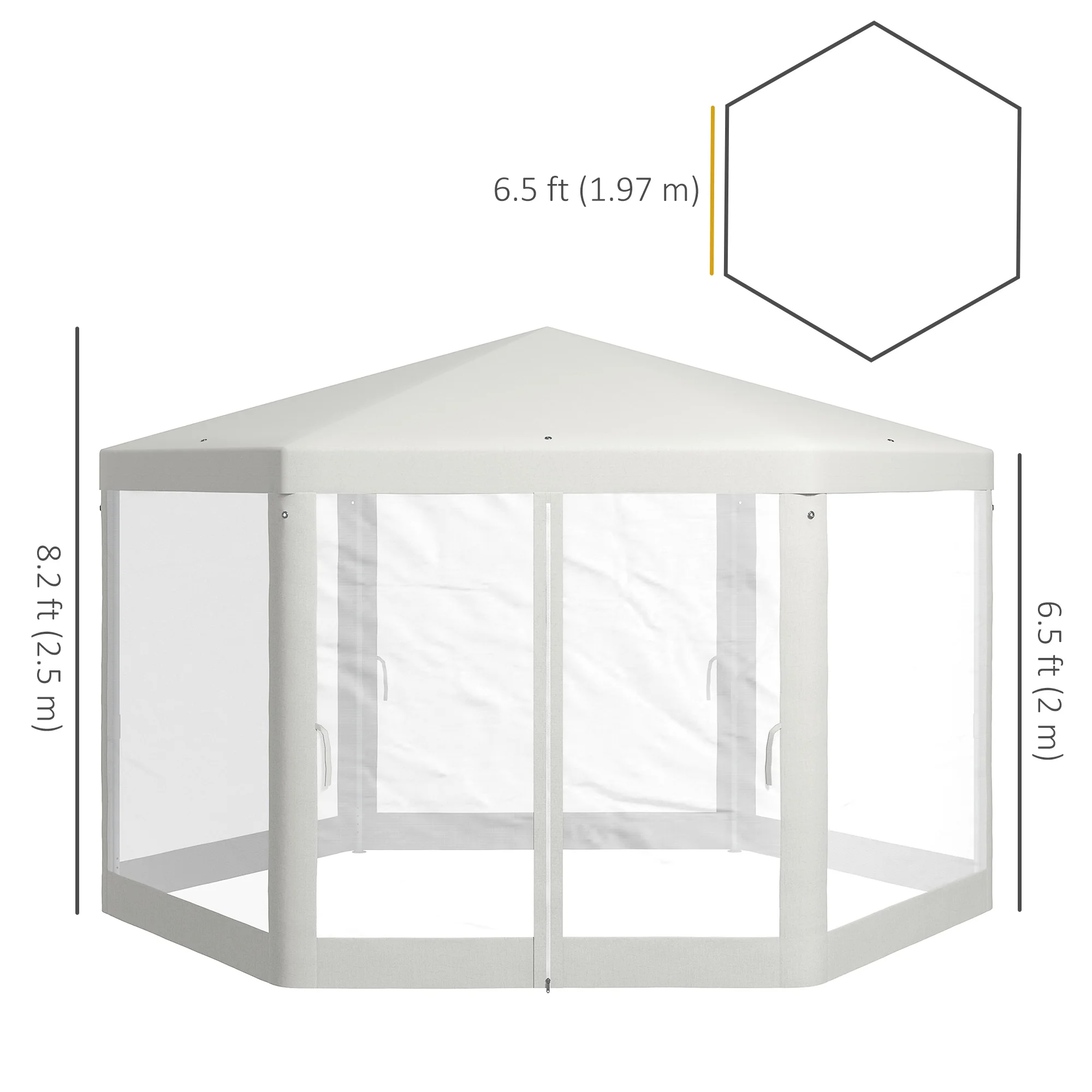 ¦µ13' Hexagon Party Tent with Mesh Sidewalls, Cream White - Image 5