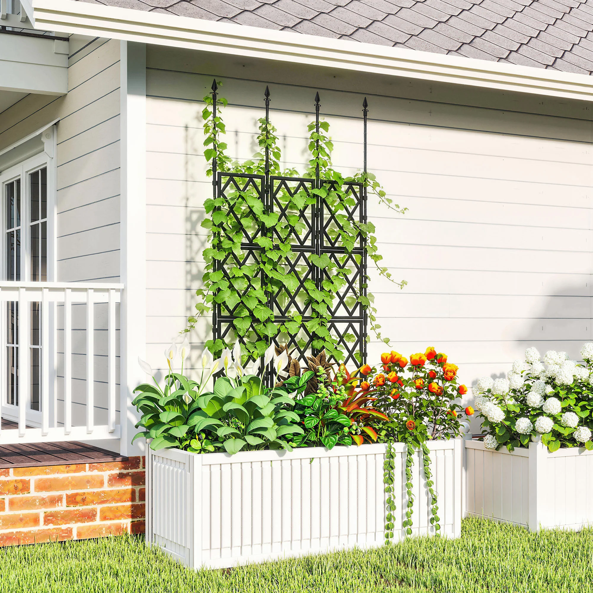 Foldable Garden Trellis for Climbing Plants, 85 x 197 cm, Black - Image 10