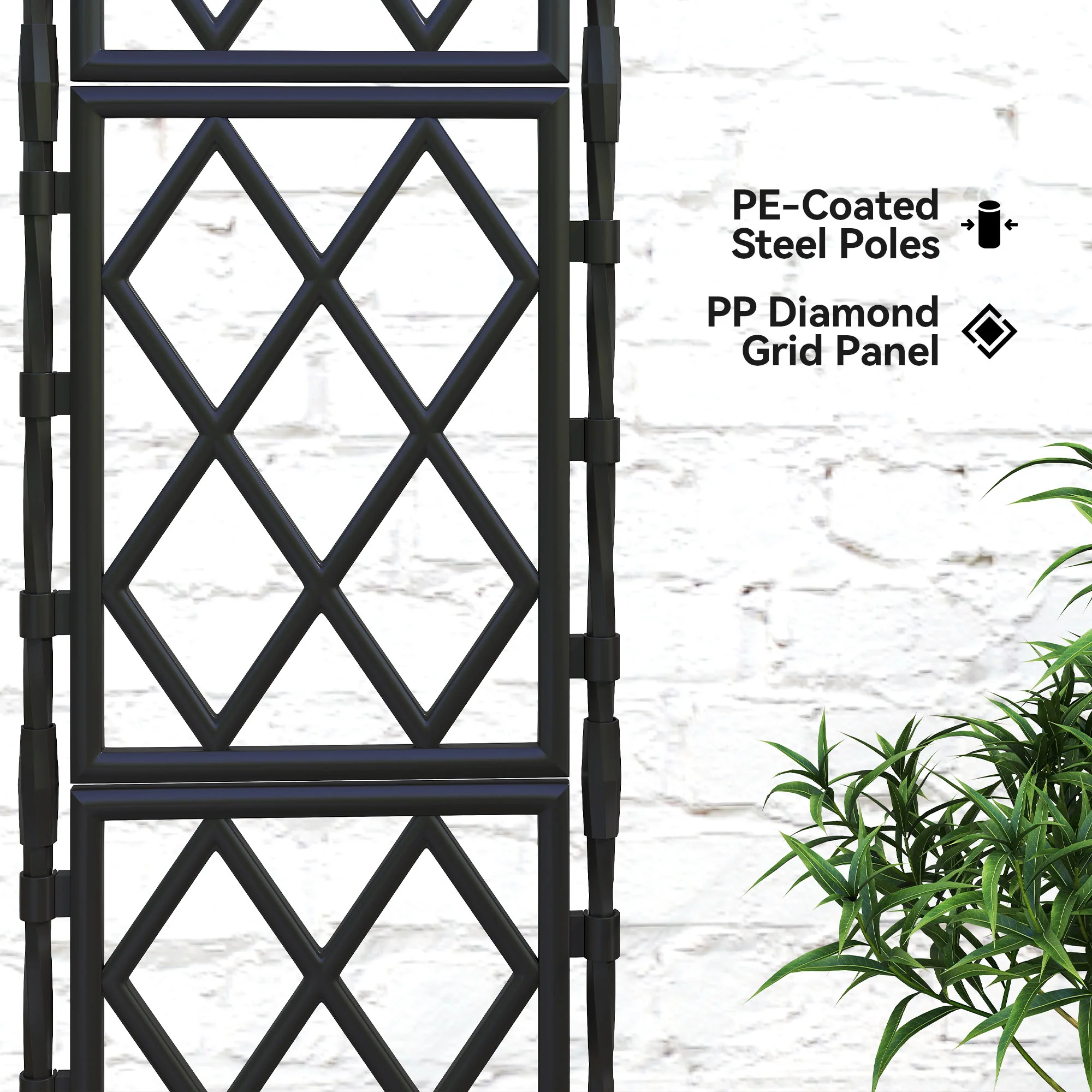 Foldable Garden Trellis for Climbing Plants, 85 x 197 cm, Black - Image 8