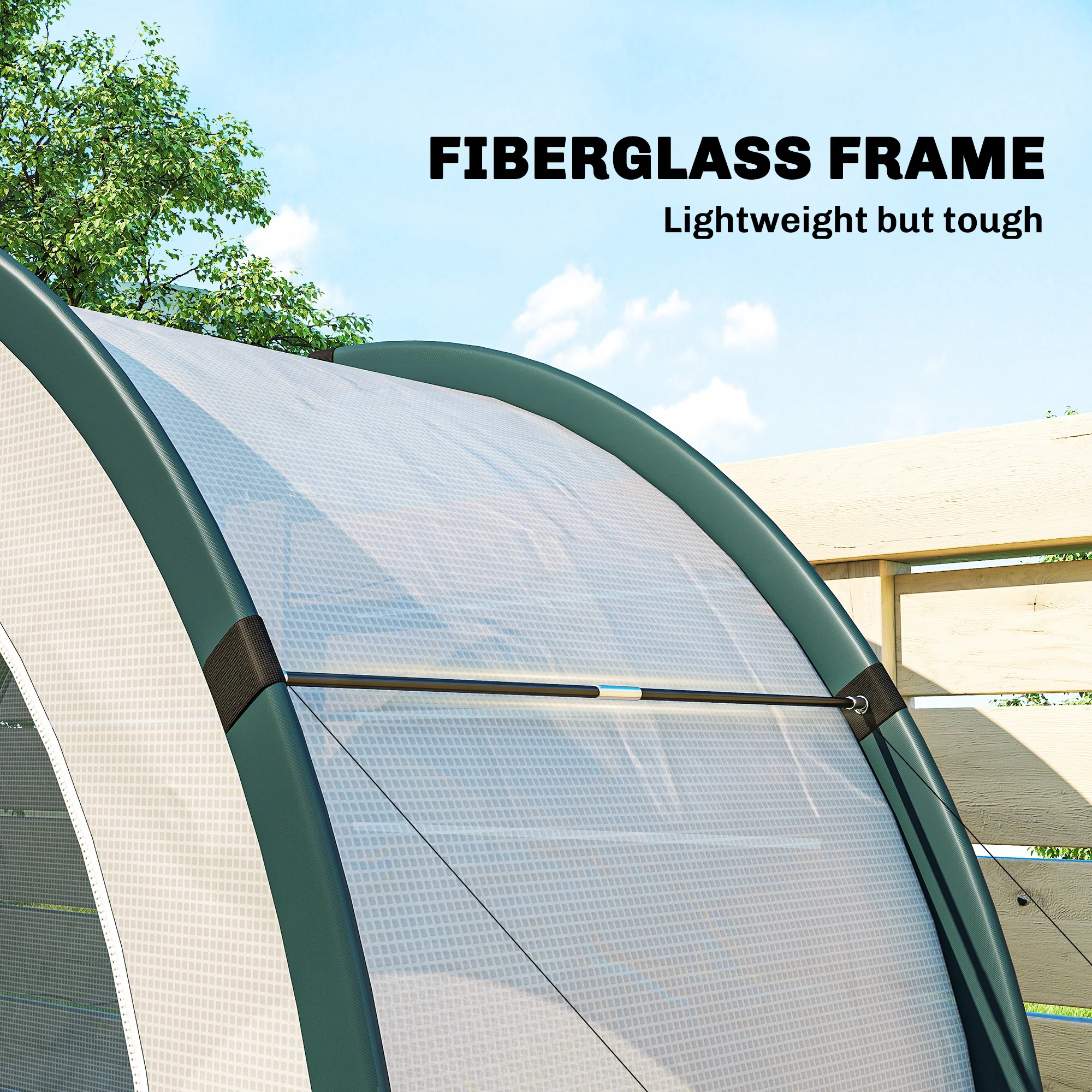 Foldable Small Greenhouse with Zipper Door, 200 x 80 x 164 cm, Green - Image 9