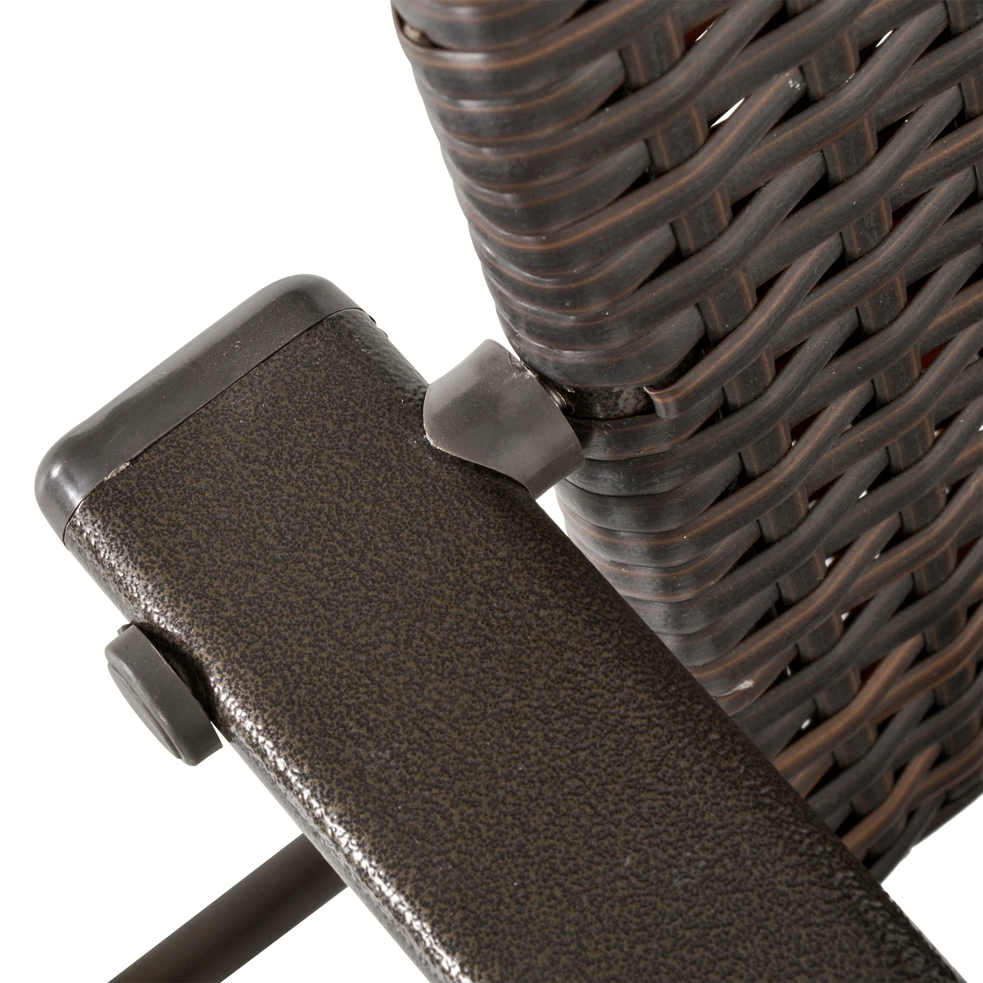 Set of 4 Folding Rattan Dining Chairs with Armrests, High Back and Steel Frame, Brown - Image 11