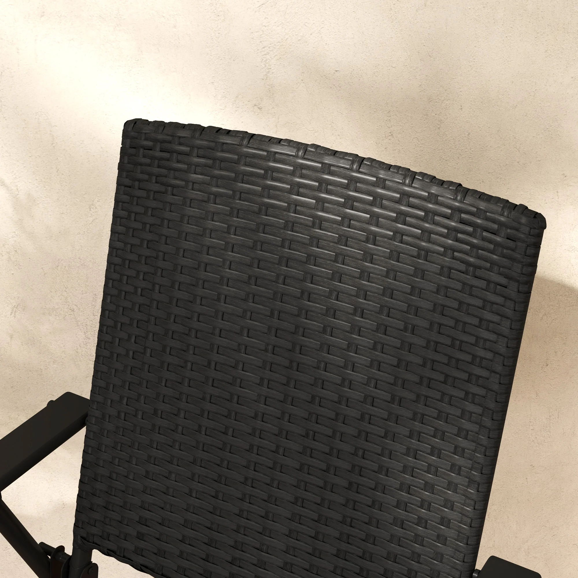 Set of 4 Folding Rattan Dining Chairs with Armrests, High Back and Steel Frame, Black - Image 10